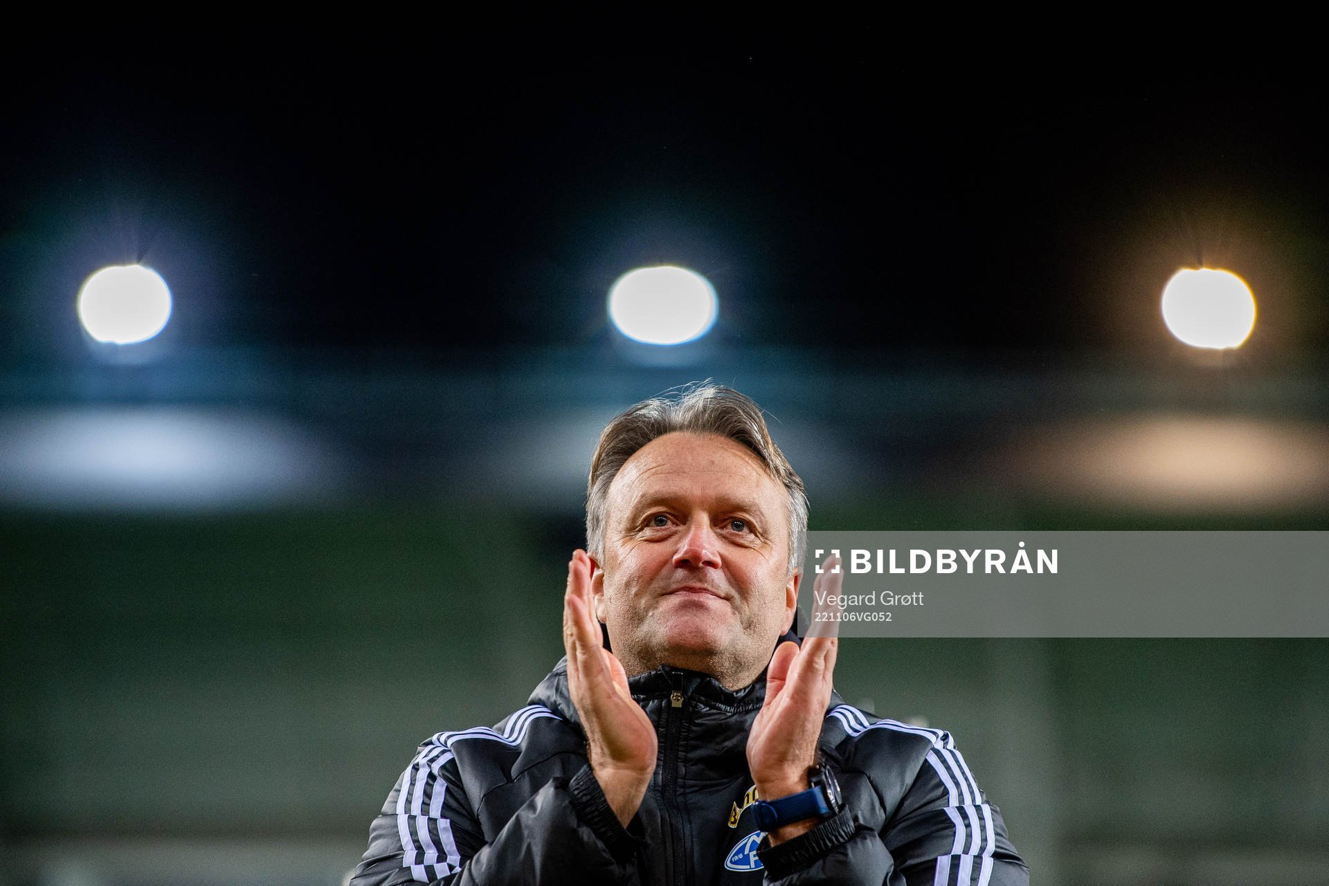 Erling Moe, head coach of Molde, celebrates winning the