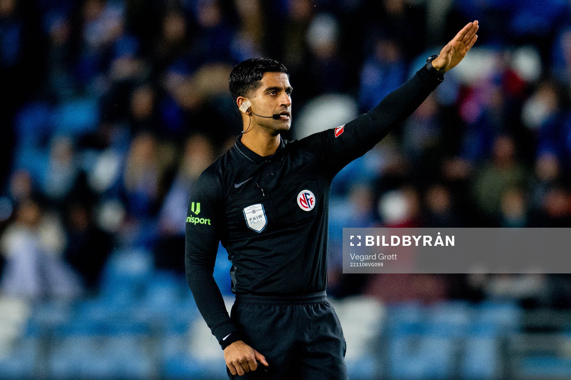 Mohammad Usman Aslam, referee, during the Eliteserien football match between Molde and Sandefjord on November 6, 2022 in Molde. 