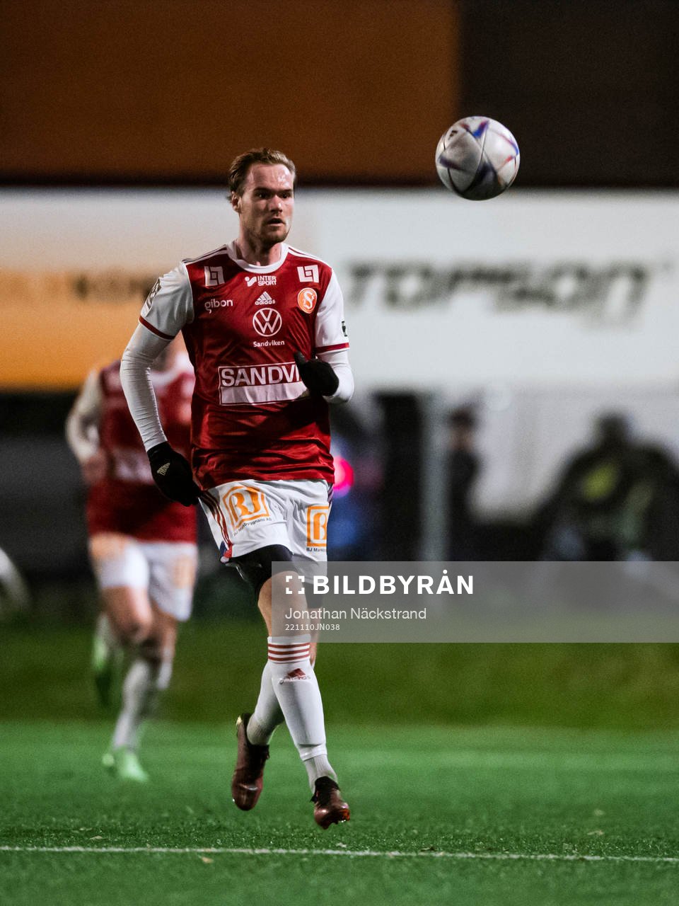 Sandvikens Martin Springfeldt under fotbollsmatchen i kvalet till Superettan mellan Sandviken och Örgryte den 10 november 2022 i Sandviken.