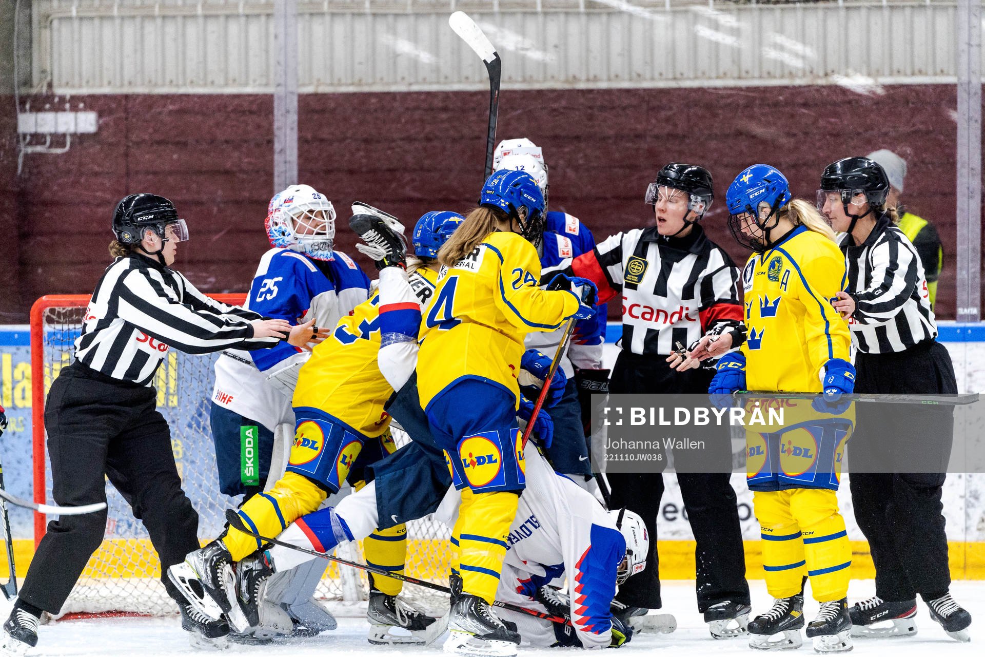 Sveriges spelare och Slovakiens spelare