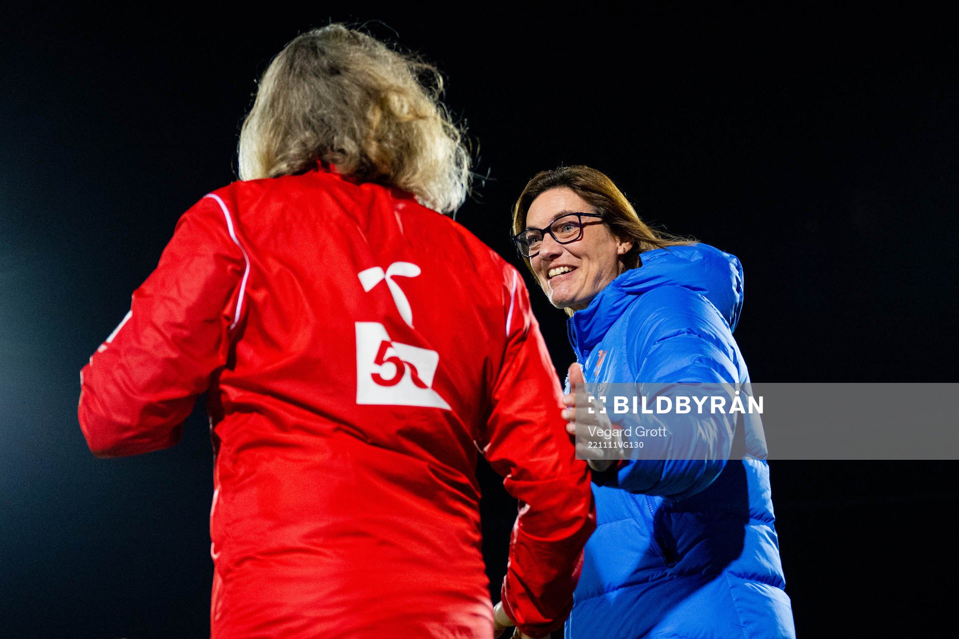 Hege Riise, head coach of Norway, and Corinne Diacre, head