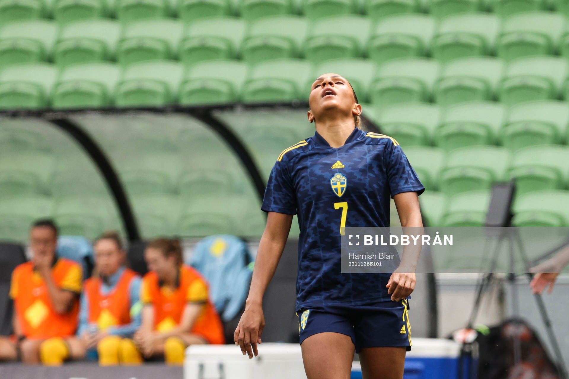 Madelen Janogy of Sweden looks dejected