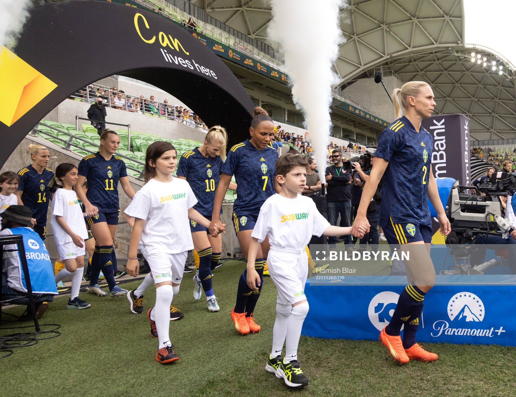 Jonna Andersson and Madelen Janogy of Sweden walks out