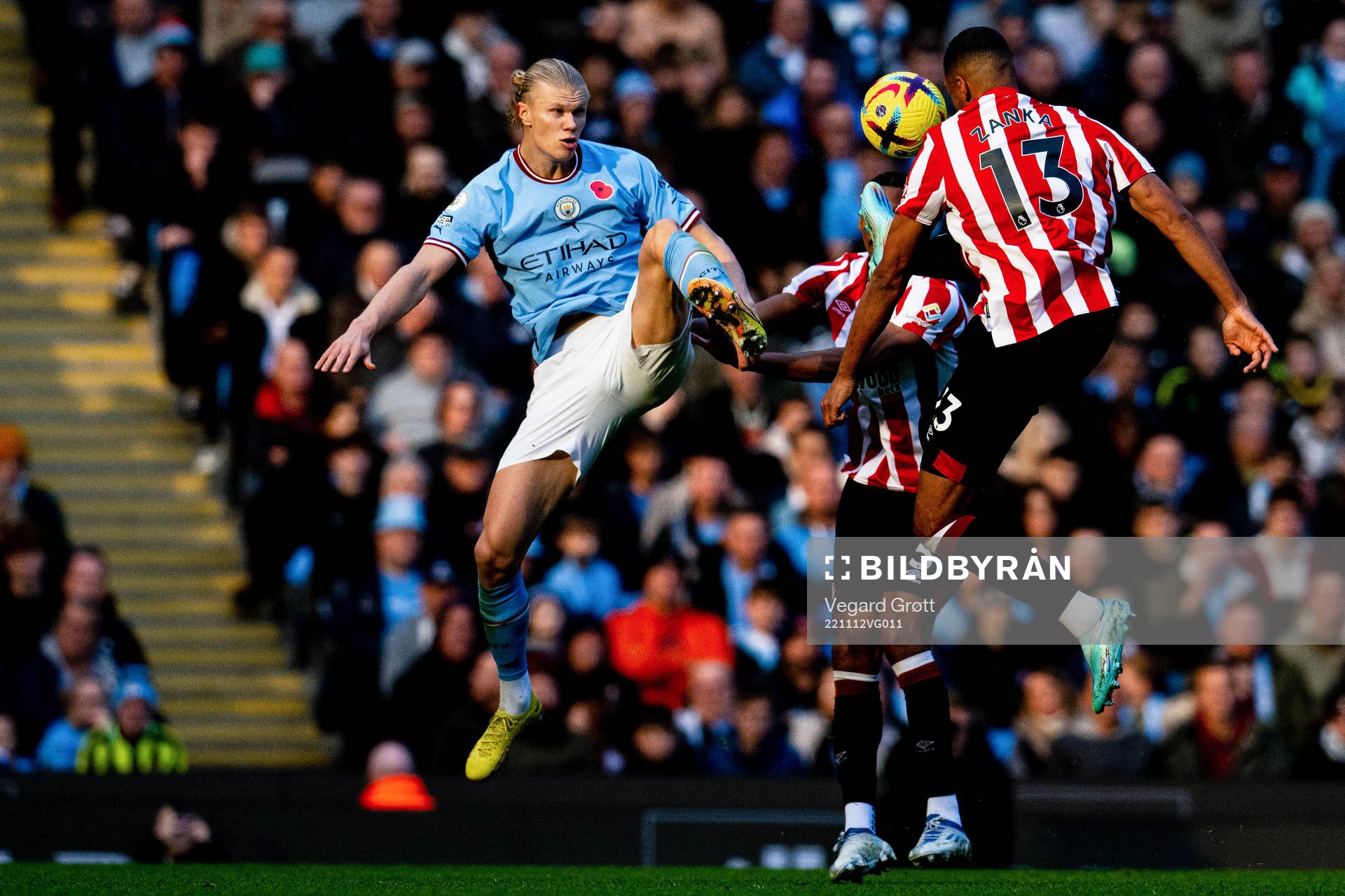 Erling Braut Haaland of Manchester City and Mathias Zanka