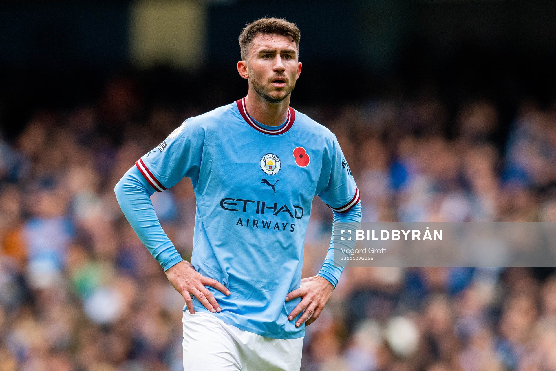 Aymeric Laporte of Manchester City during the Premier League football match between Manchester City and Brentford on November 12, 2022 in Manchester.