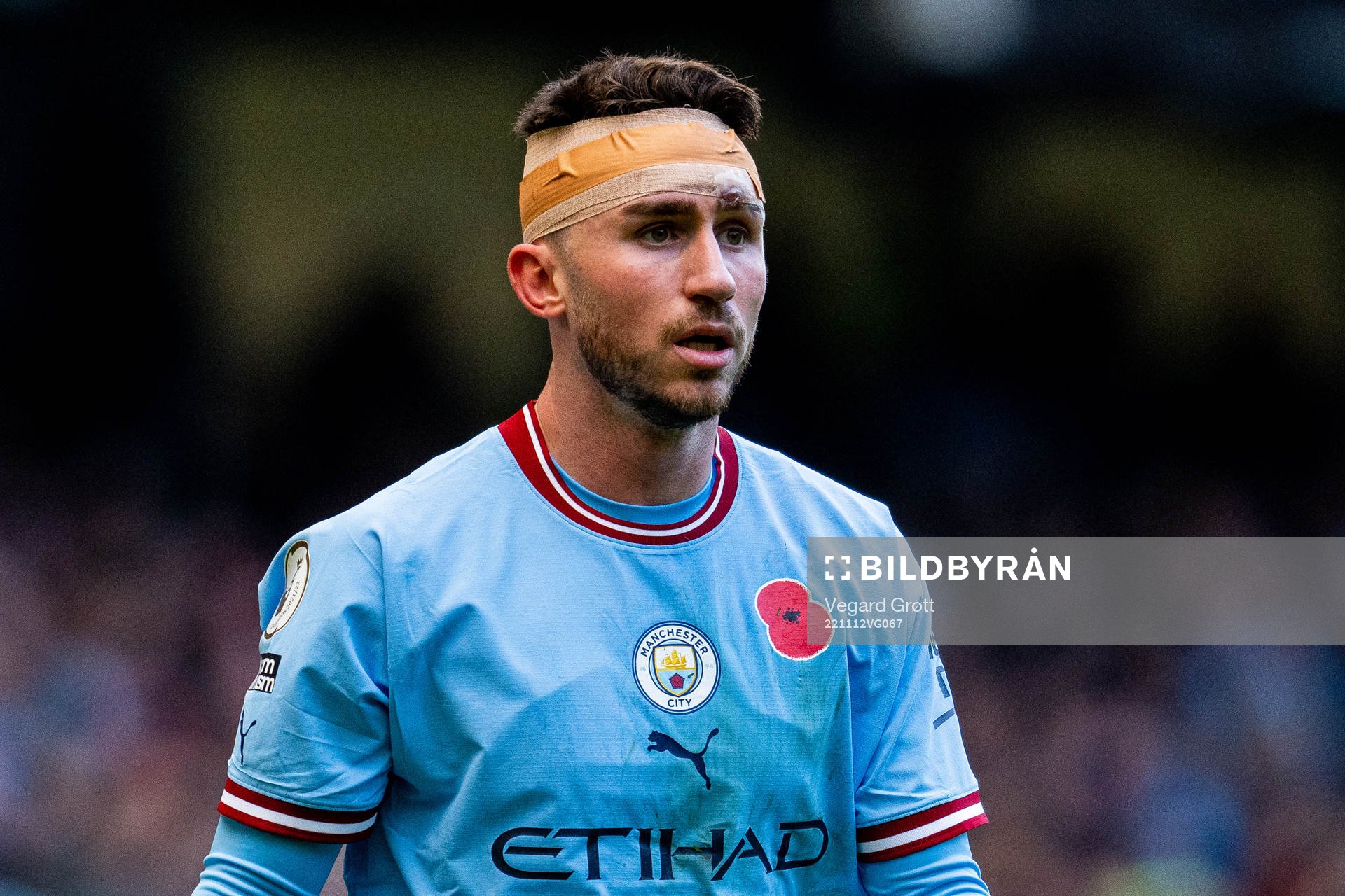 Aymeric Laporte of Manchester City during the Premier League football match between Manchester City and Brentford on November 12, 2022 in Manchester.