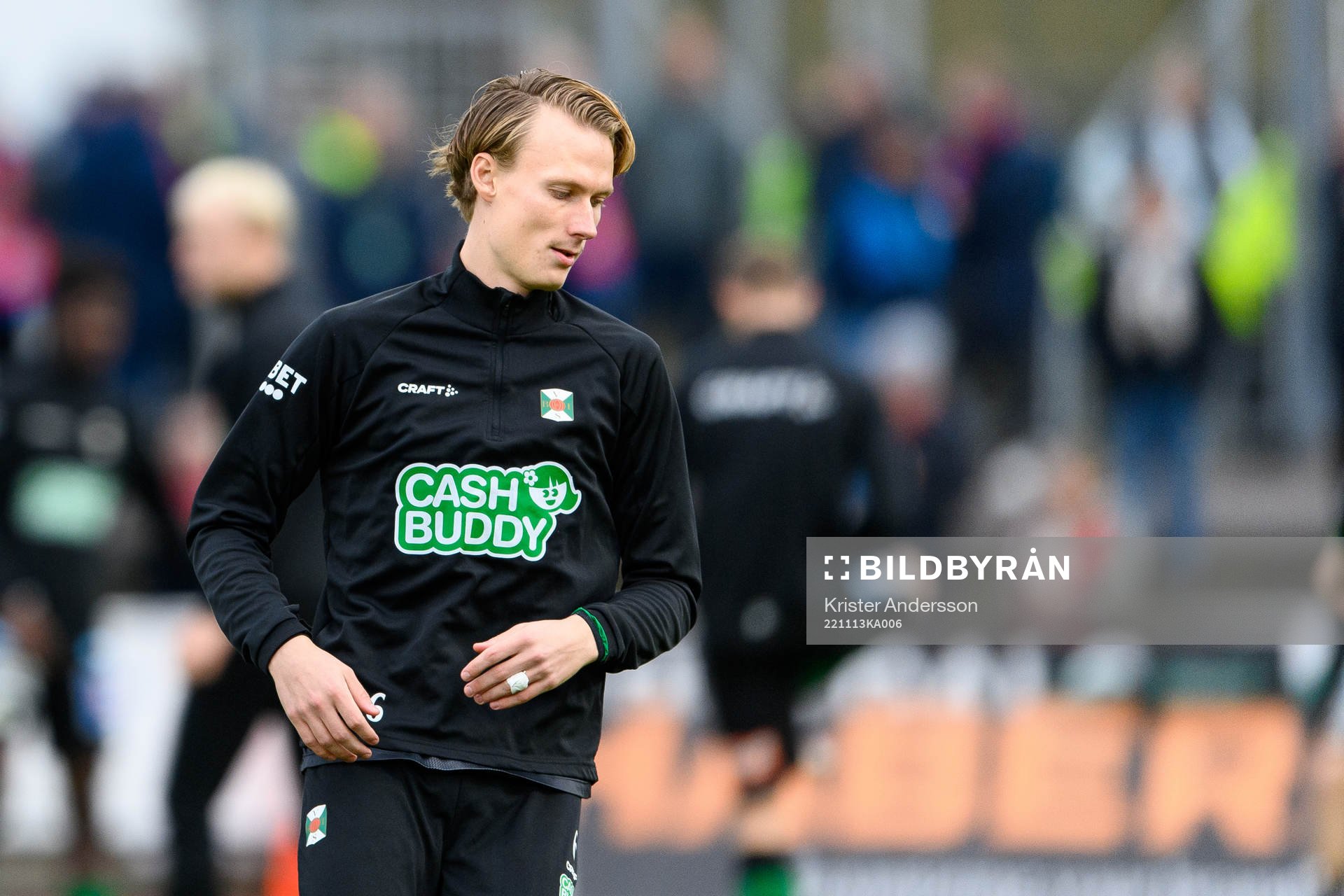 Varbergs Alexander Johansson före fotbollsmatchen i kvalet