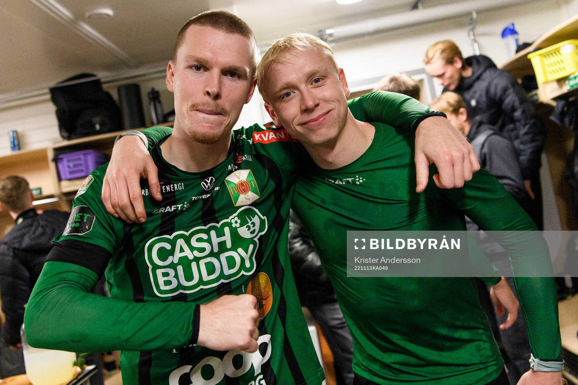 Varbergs Anton Liljenbäck och Andre Boman jublar