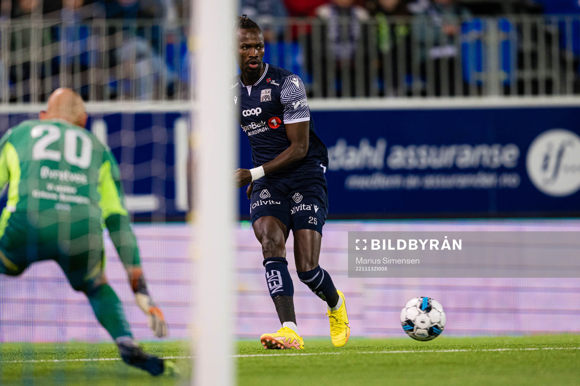 Amidou Diop of Kristiansund during the Eliteserien match between Kristiansund and Jerv on November 13, 2022 in Kristiansund.
