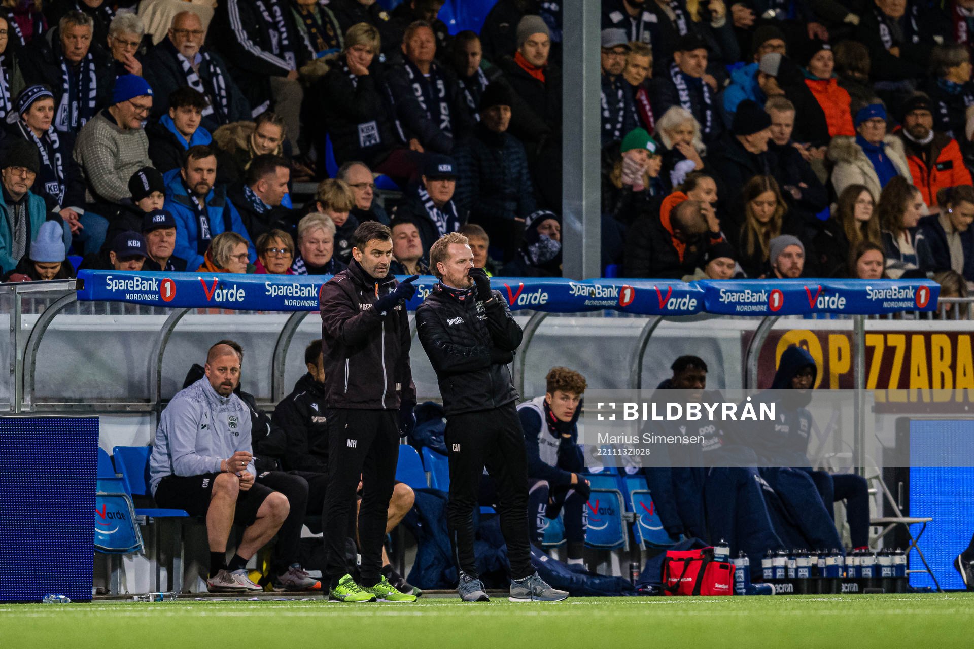 Magne Hoseth, assistant coach of Kristiansund, and Christian Michelsen, head coach of Kristiansund, during the Eliteserien match between Kristiansund and Jerv on November 13, 2022 in Kristiansund.