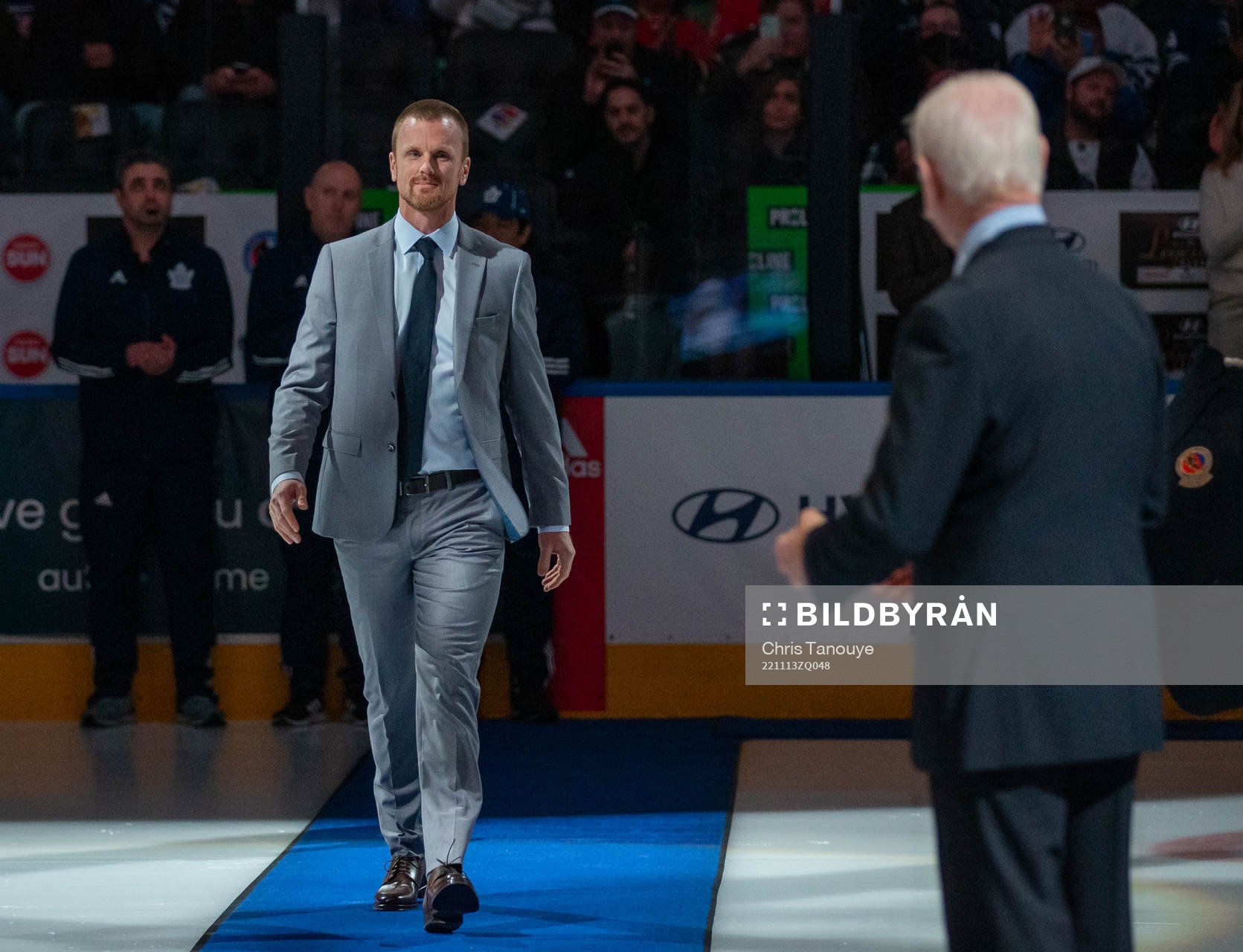 Hockey Hall of Fame Member Daniel Sedin receives his