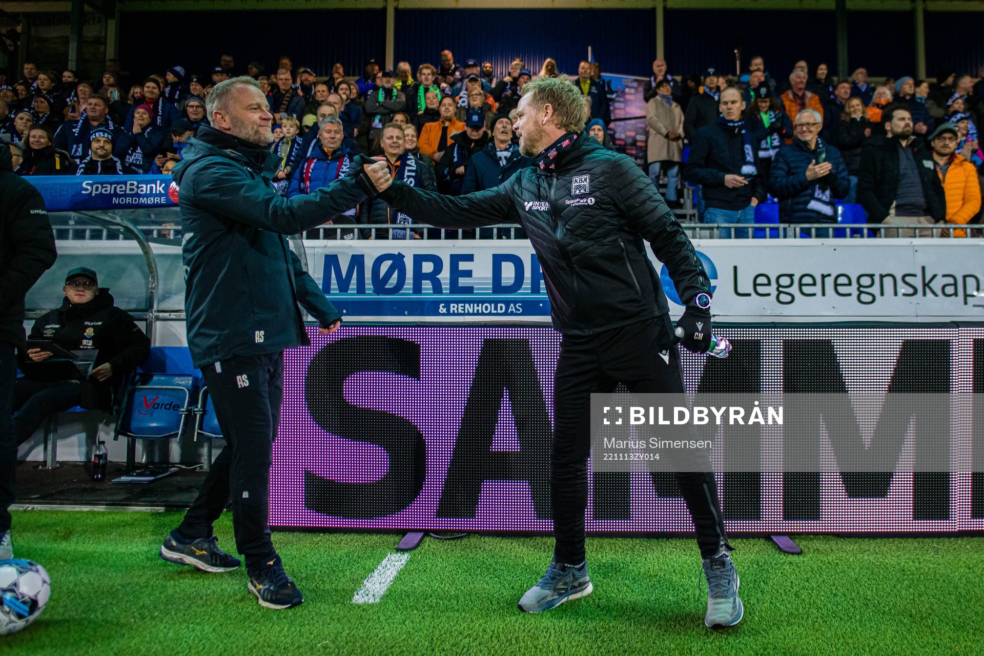 Arne Sandstø, head coach of Jerv, and Christian Michelsen,