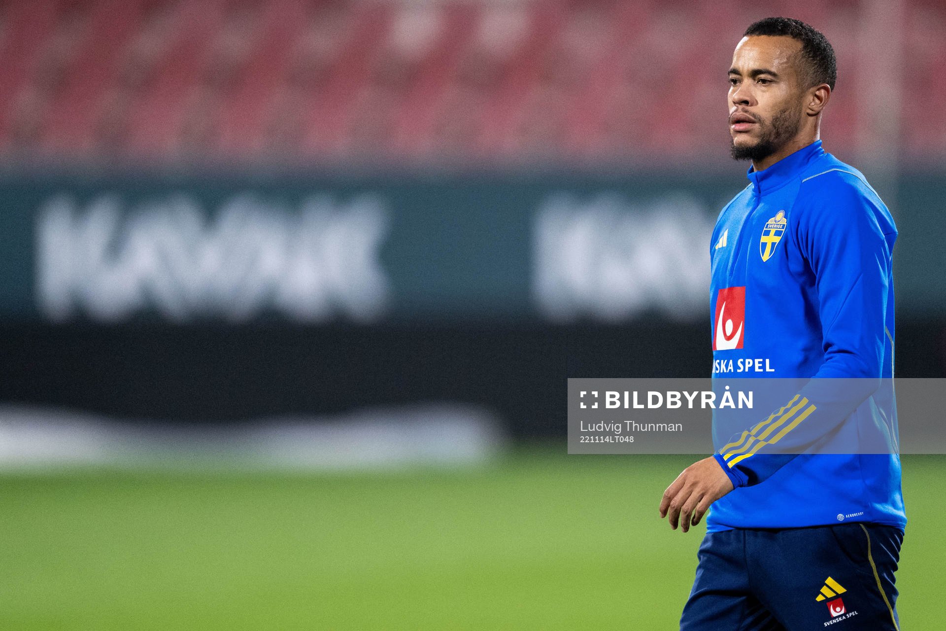 Robin Quaison of the Swedish national football team during a training session on November 14, 2022 in Girona. 