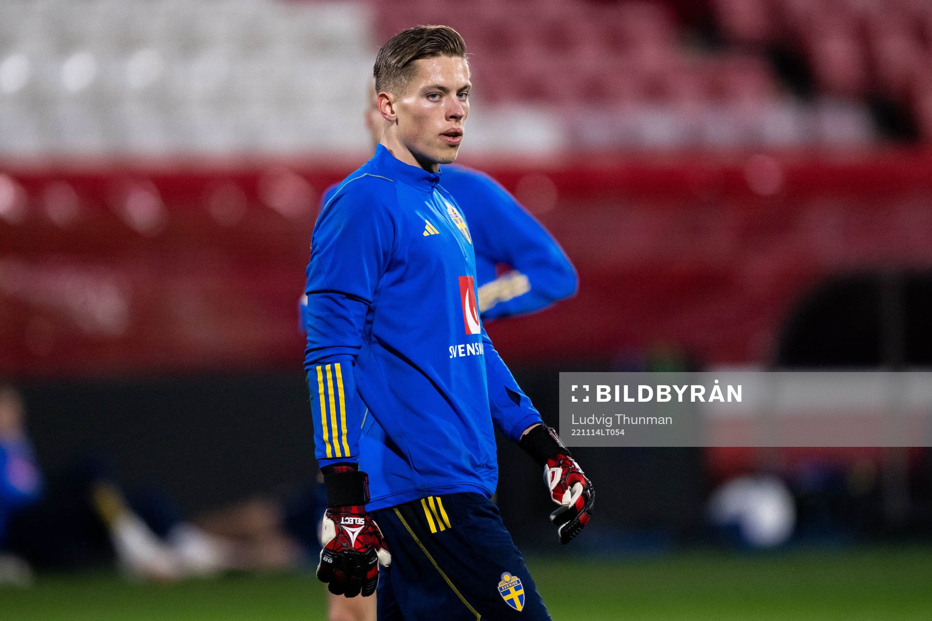 Goalkeeper Leopold Wahlstedt of the Swedish national football team during a training session on November 14, 2022 in Girona. 
