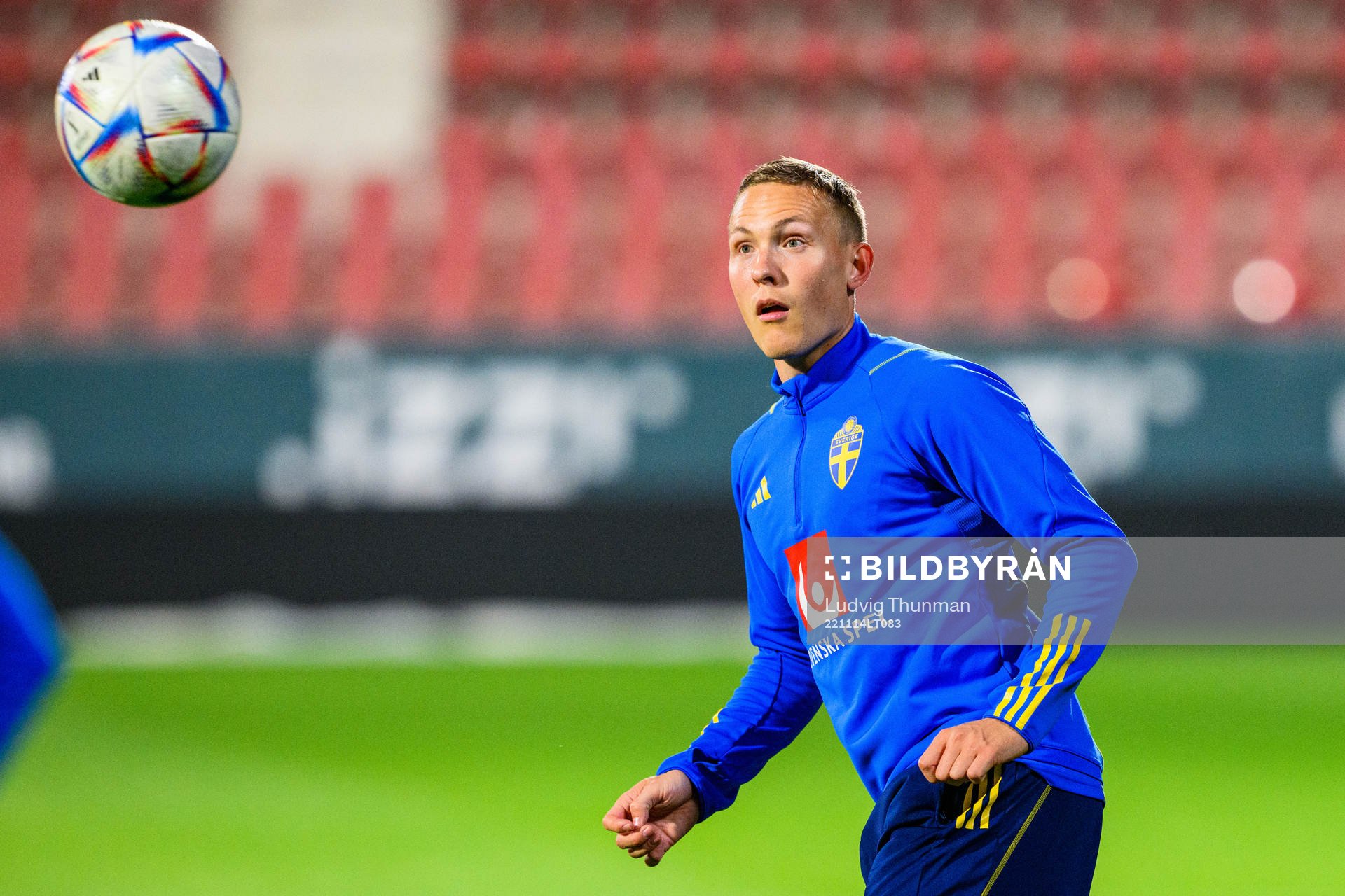 Ludwig Augustinsson of the Swedish national football team during a training session on November 14, 2022 in Girona. 
