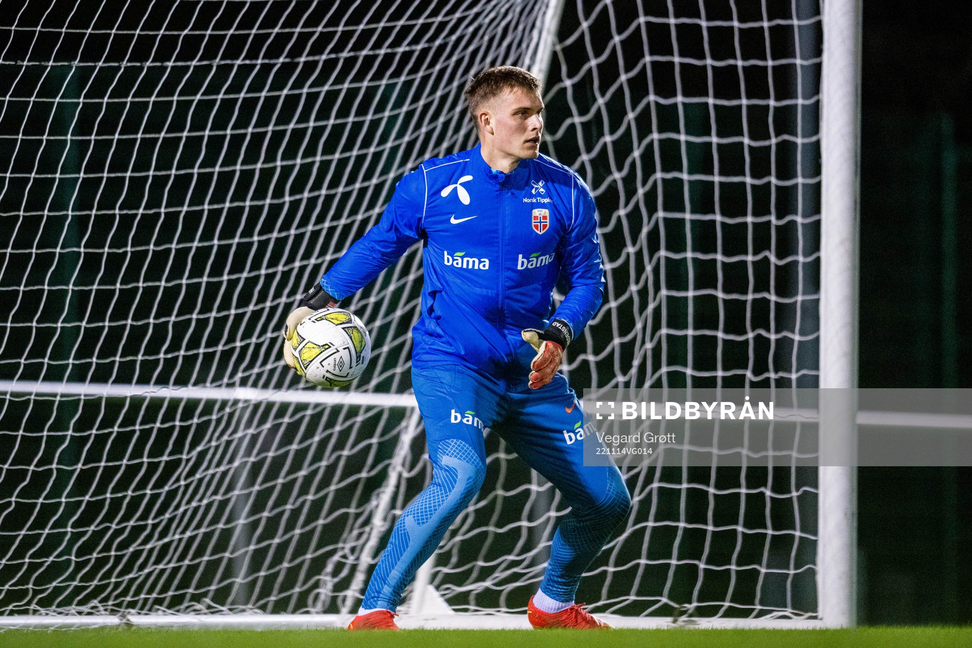 Goalkeeper Mads Hedenstad Christiansen of the Norwegian