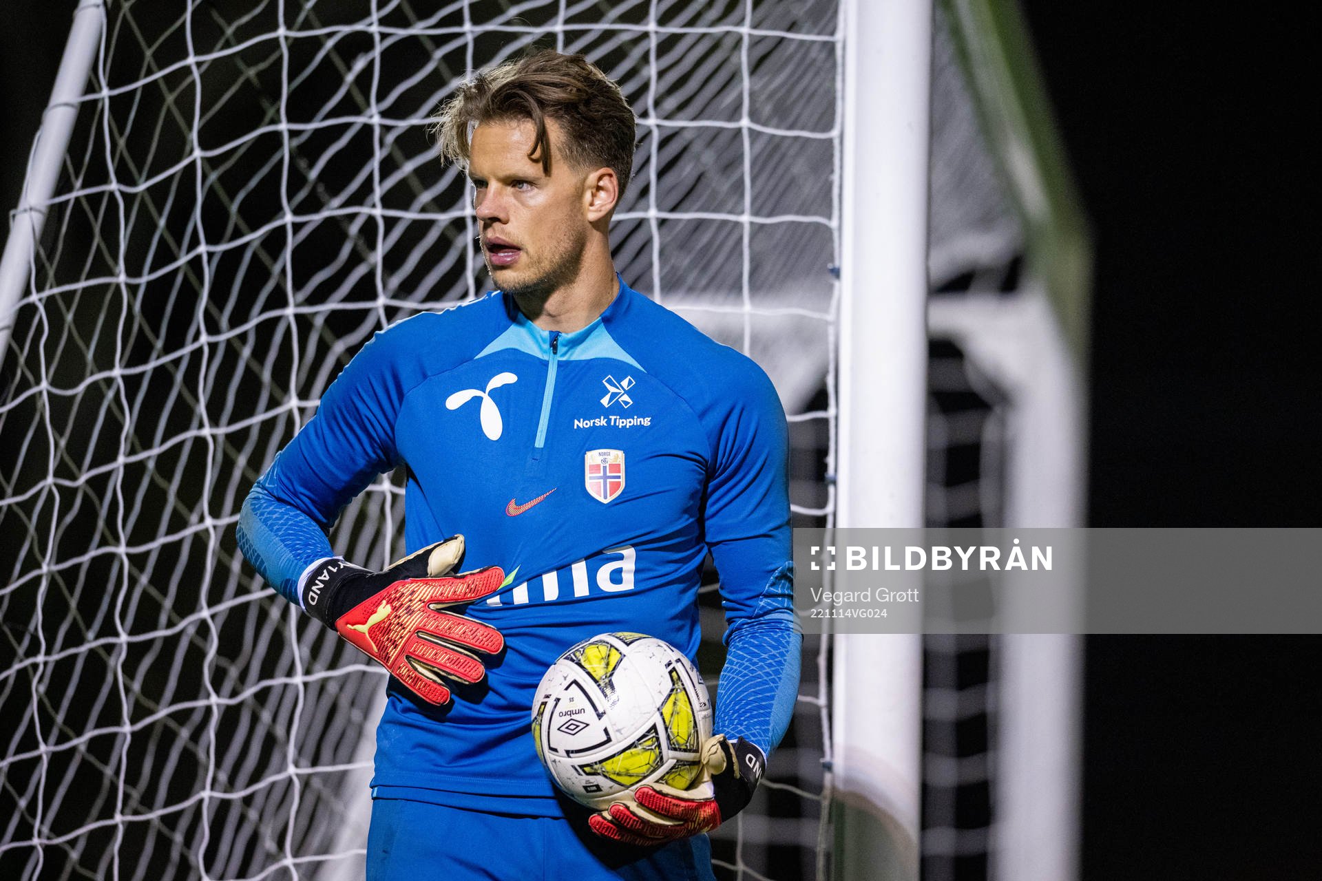 Goalkeeper Ørjan Håskjold Nyland of the Norwegian