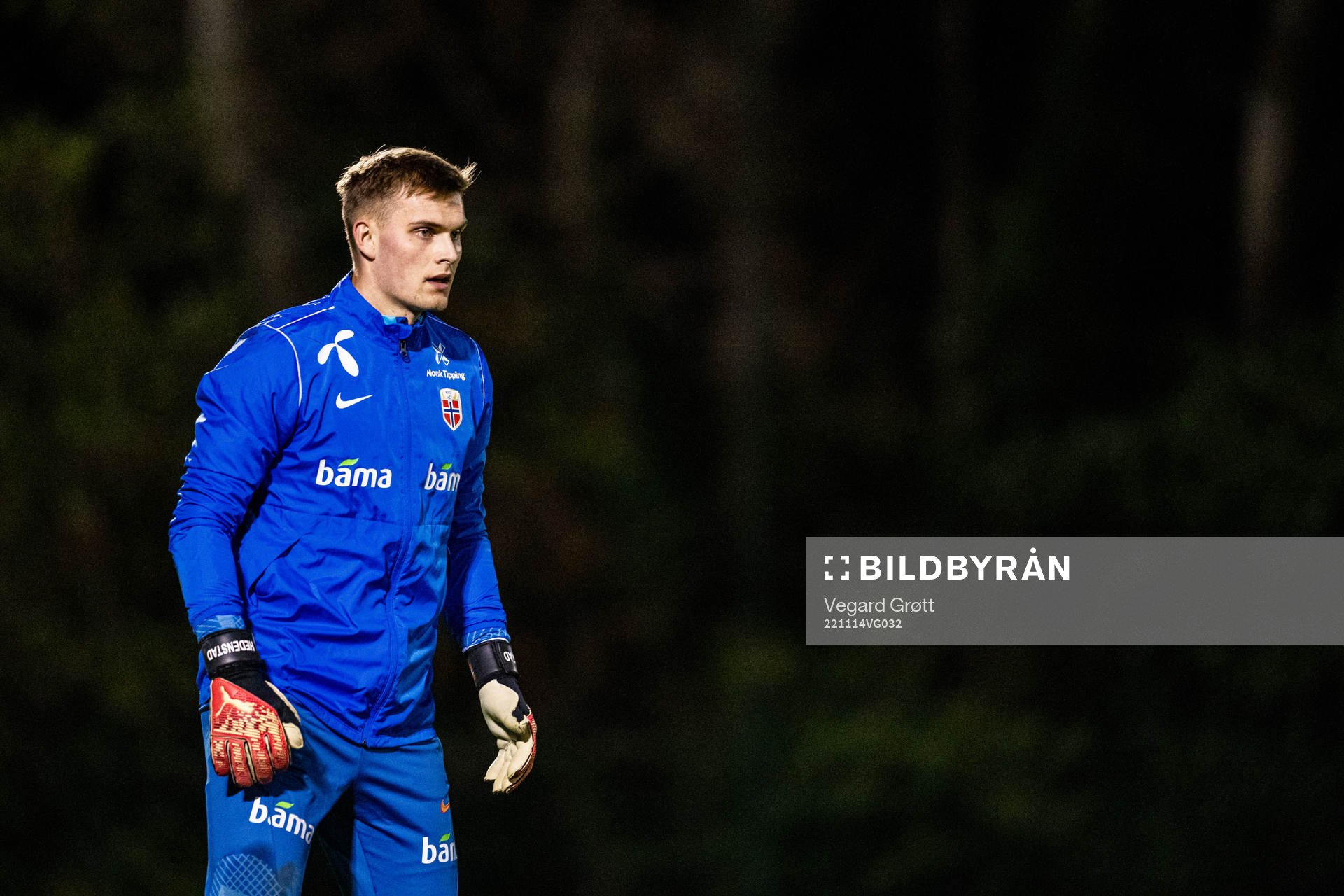 Goalkeeper Mads Hedenstad Christiansen of the Norwegian