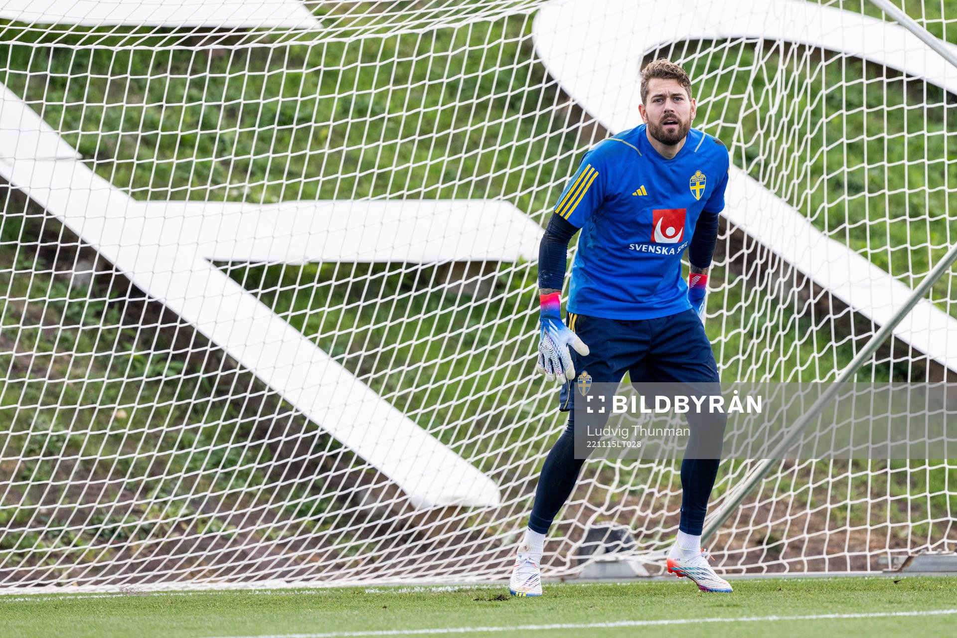 Goalkeeper Kristoffer Nordfeldt of the Swedish national