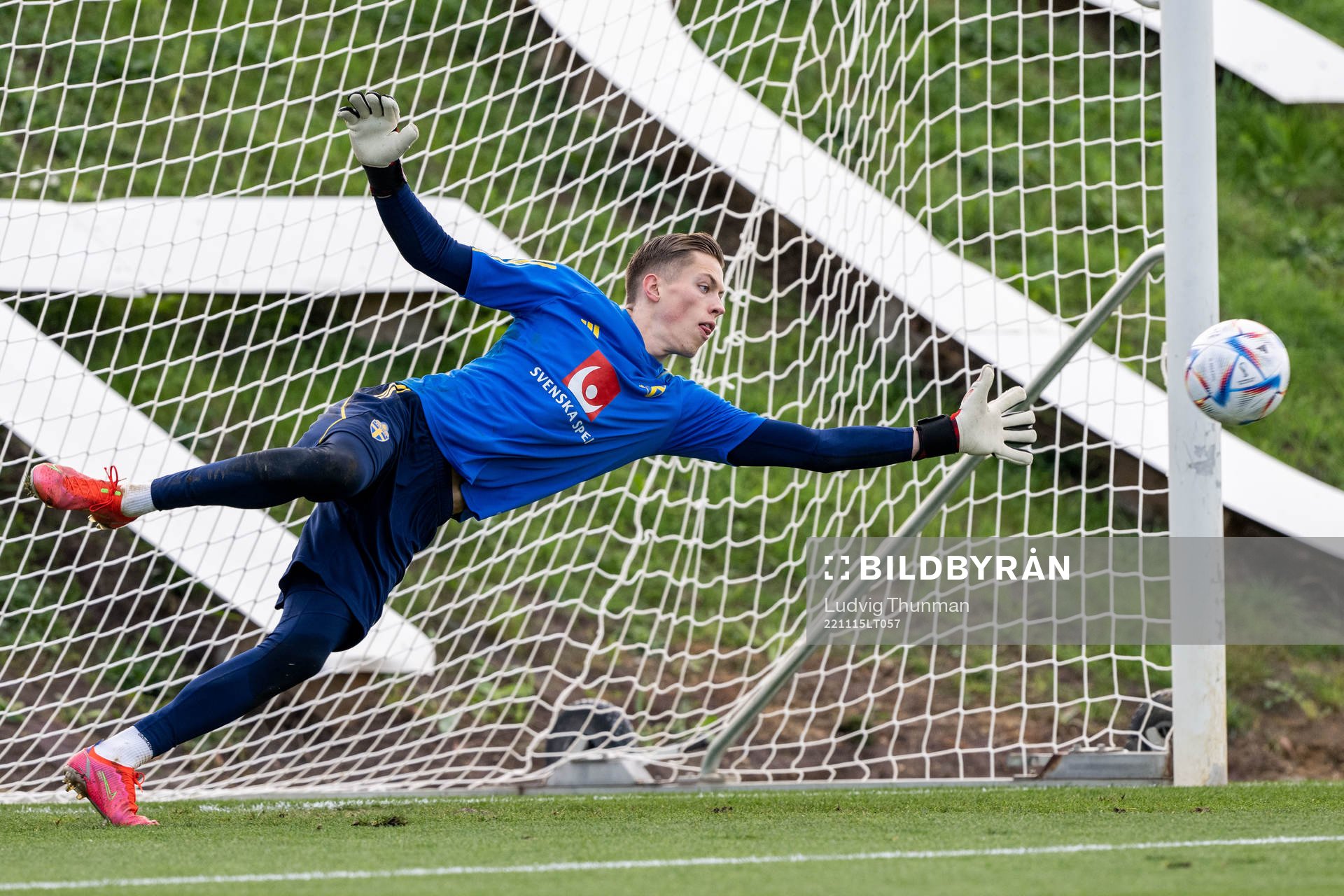 Goalkeeper Leopold Wahlstedt of the Swedish national