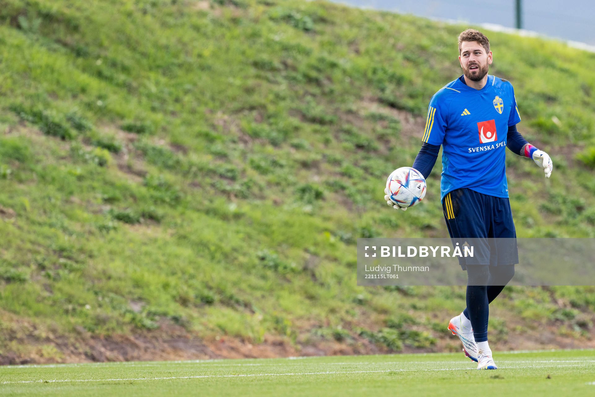 Goalkeeper Kristoffer Nordfeldt of the Swedish national