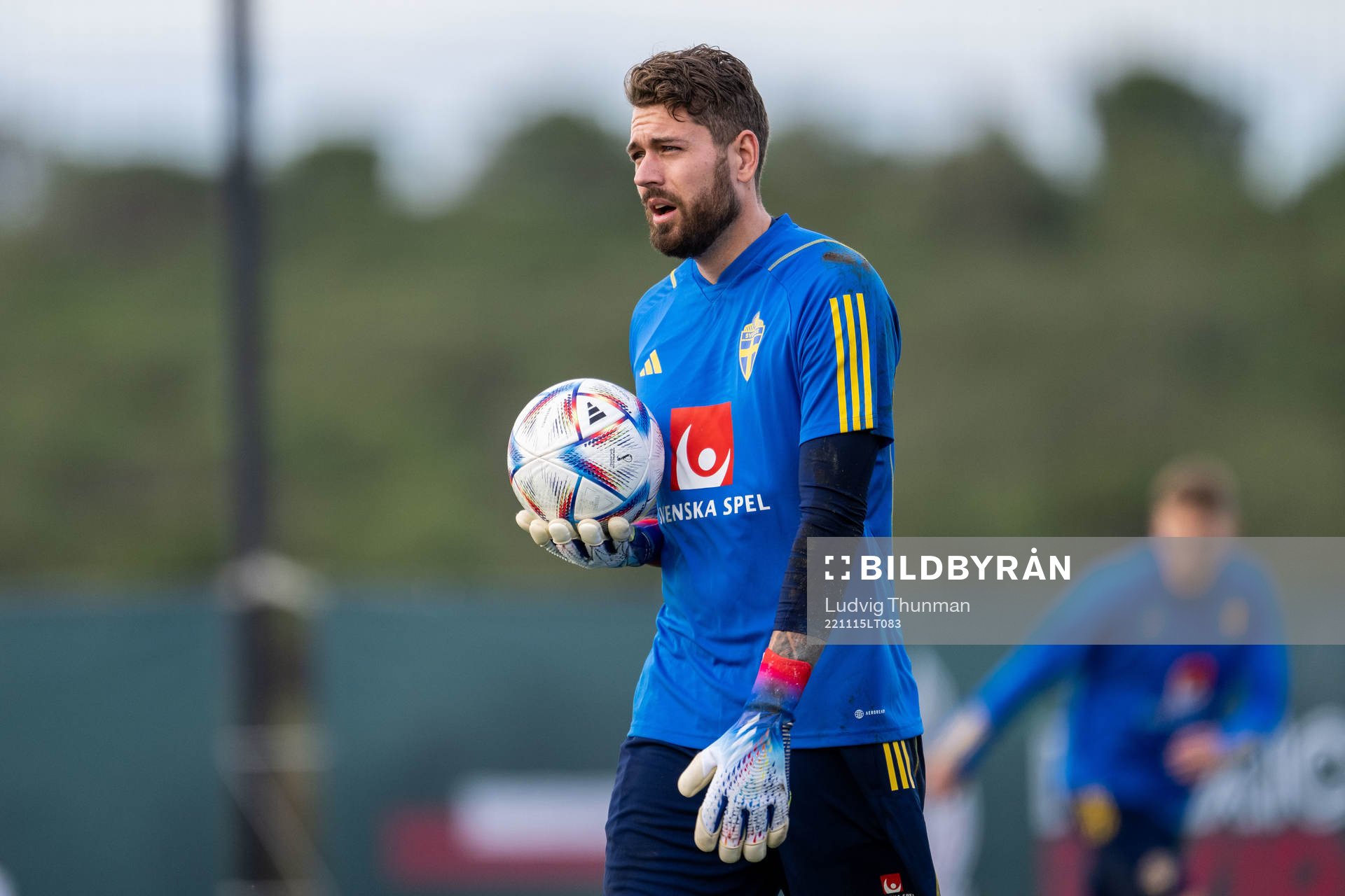 Goalkeeper Kristoffer Nordfeldt of the Swedish national