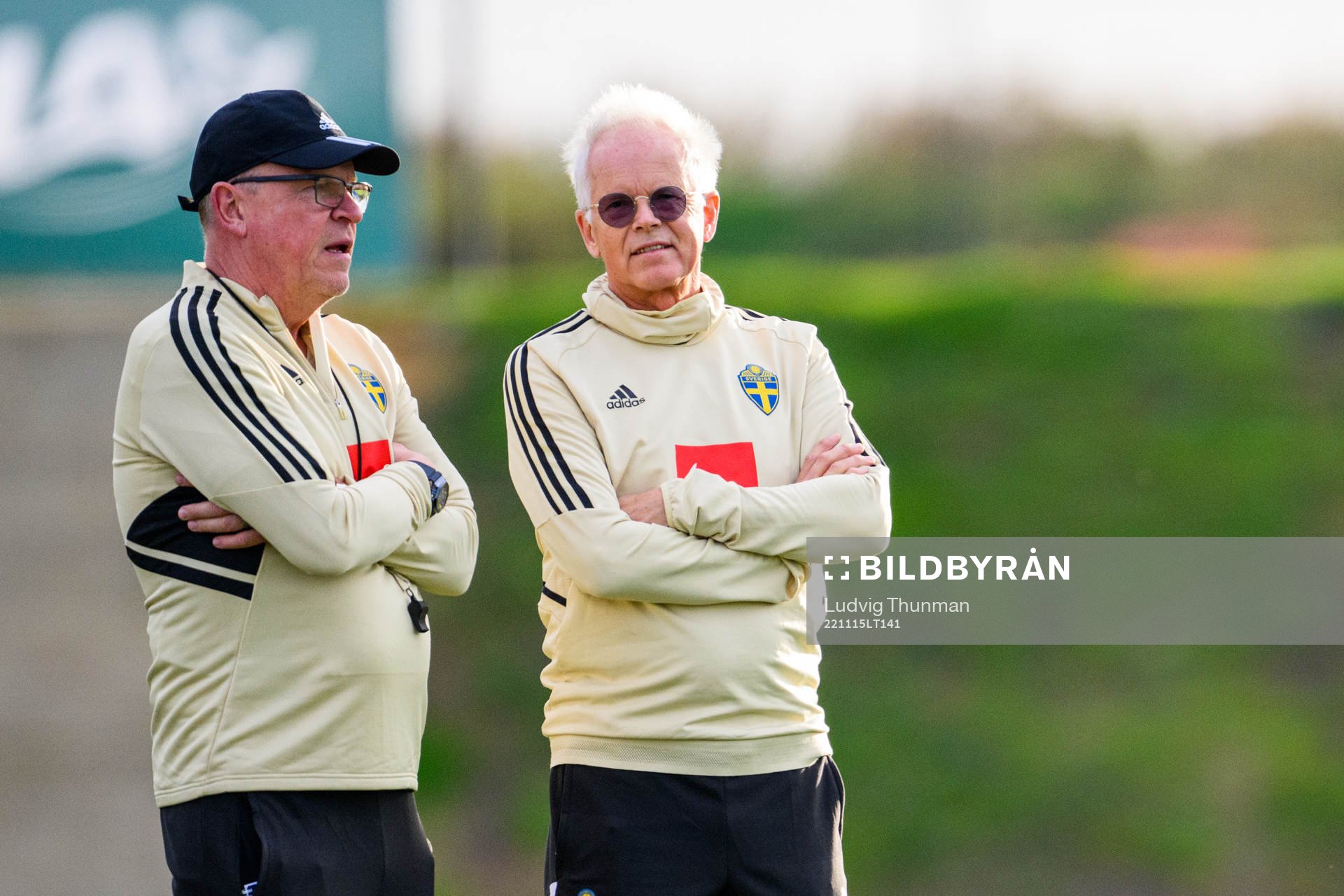 Head coach Janne Andersson and doctor Anders Valentin of