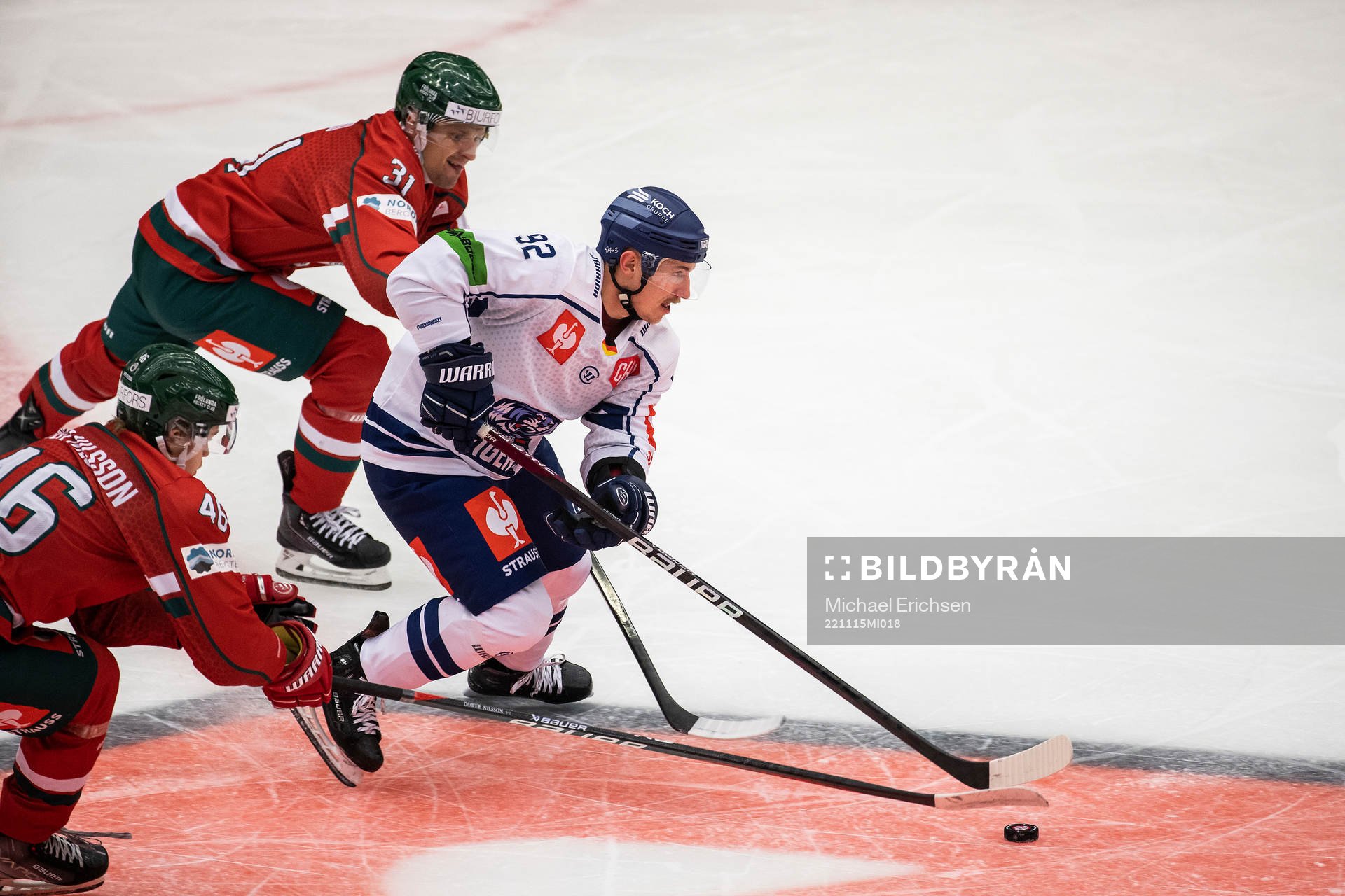 Liam Dower Nilsson and Nicklas Lasu of Frölunda and Marcel