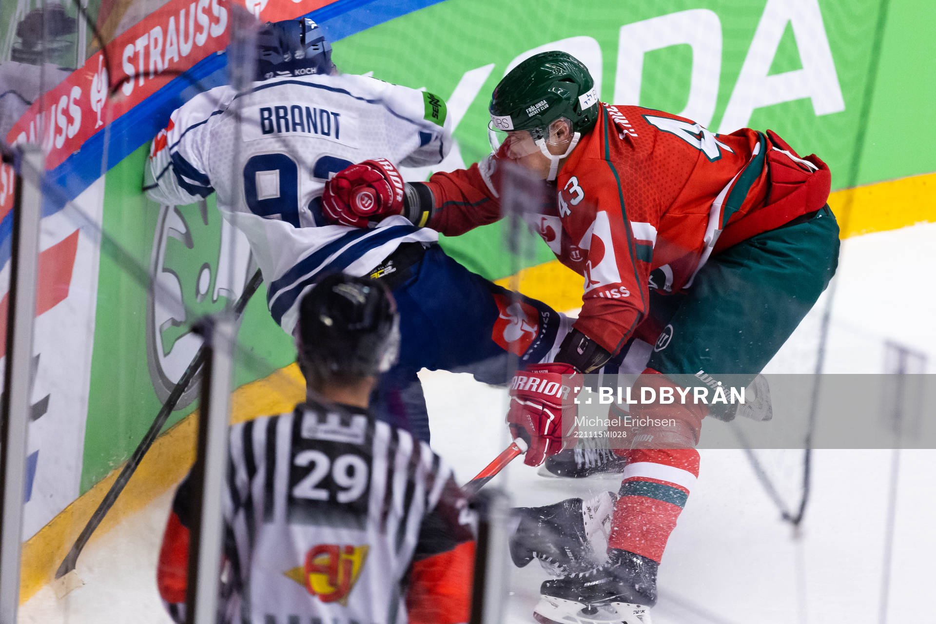 Marcel Brandt of Straubing Tigers and Tom Nilsson of