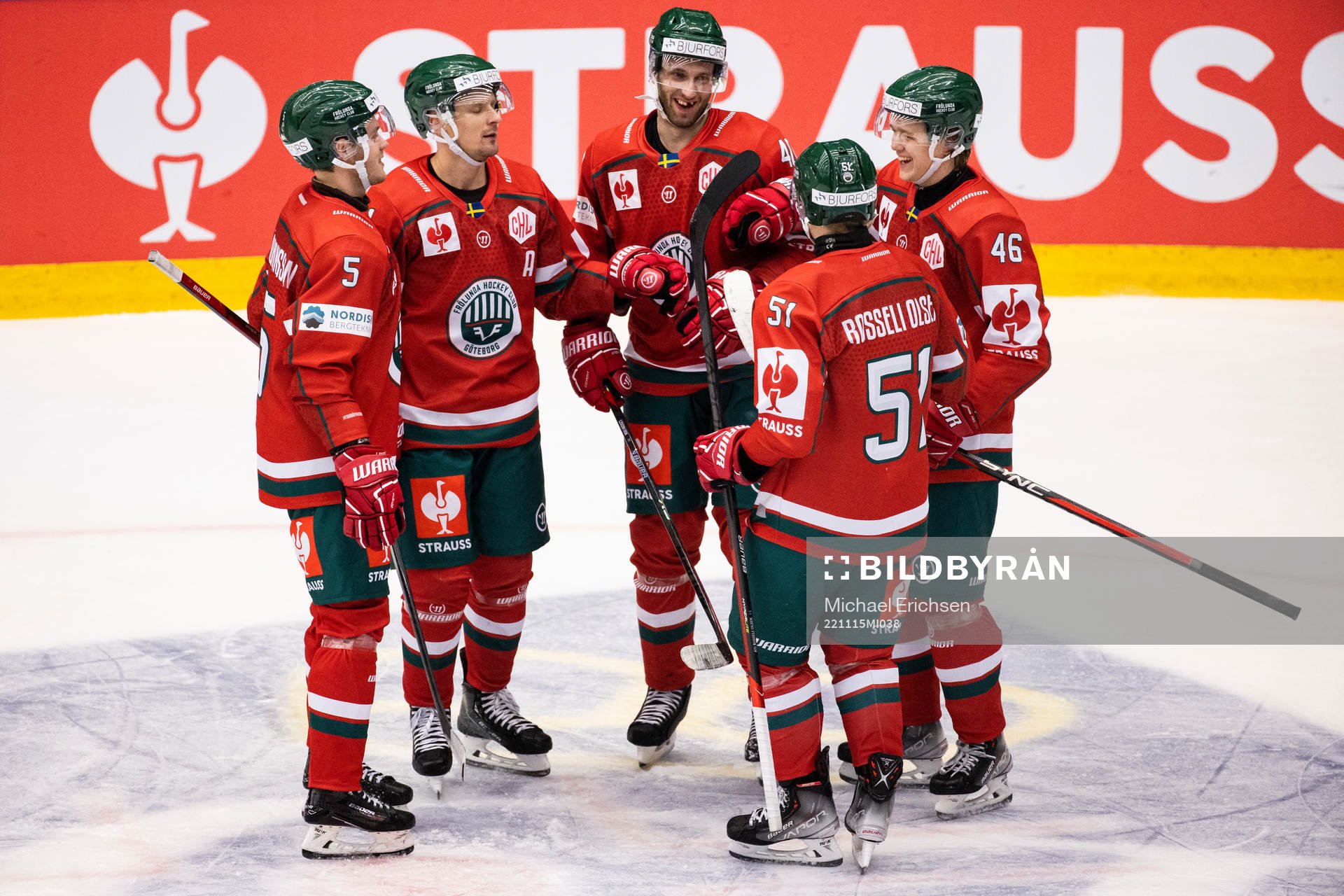 Liam Dower Nilsson of Frölunda celebrates scoring 4-0