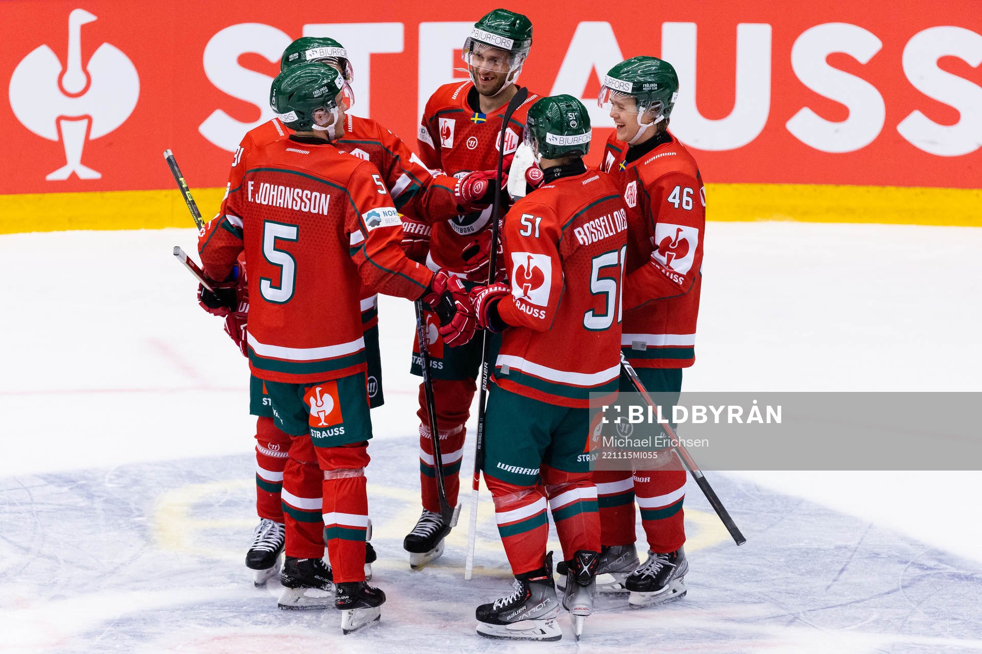 Liam Dower Nilsson of Frölunda celebrates scoring 4-0 with