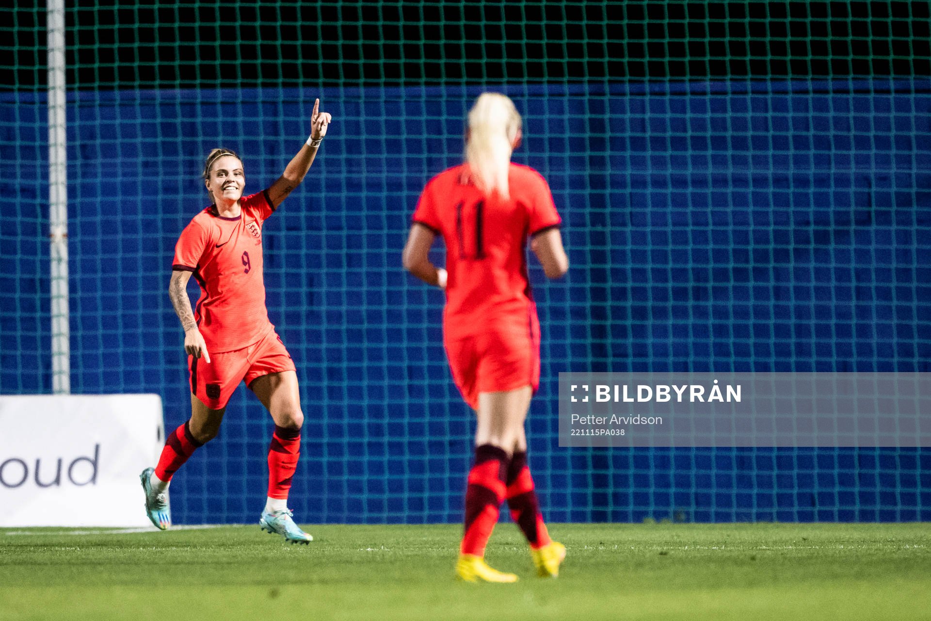 Rachel Daly of England celebrates scoring 1-0