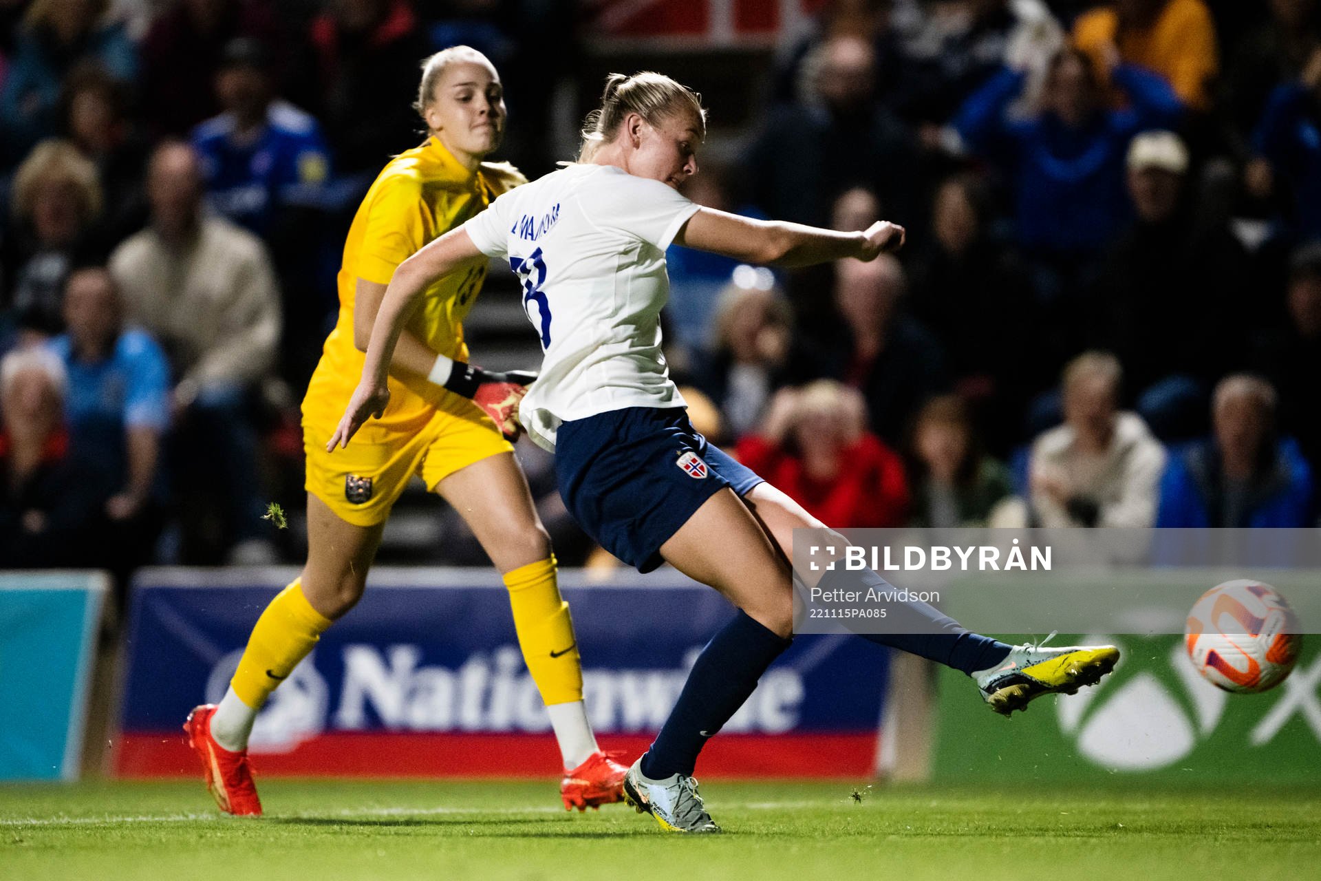 Frida Maanum of Norway scores 1-1