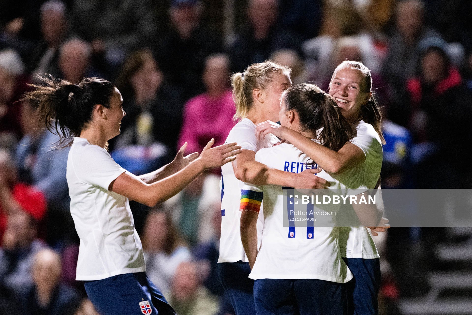 Frida Maanum of Norway celebrates scoring 1-1