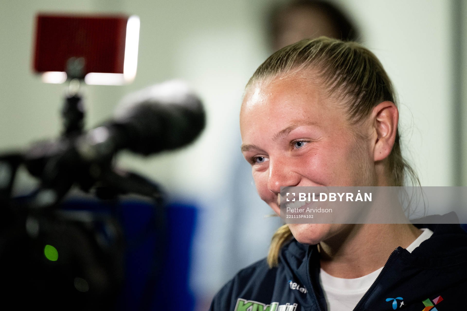 Frida Maanum of Norway is interviewed by the media