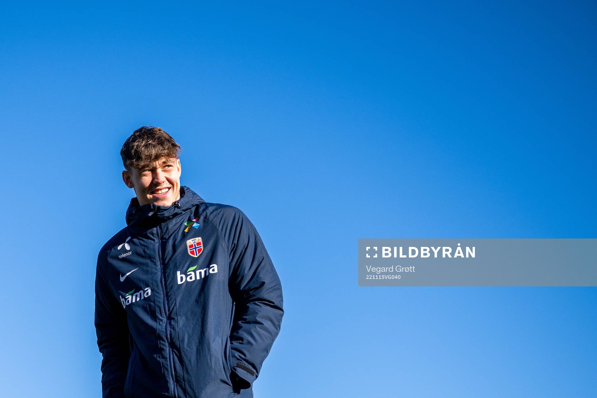 Jørgen Strand Larsen of the Norwegian national football team during a press event on November 15, 2022 in Dublin. 