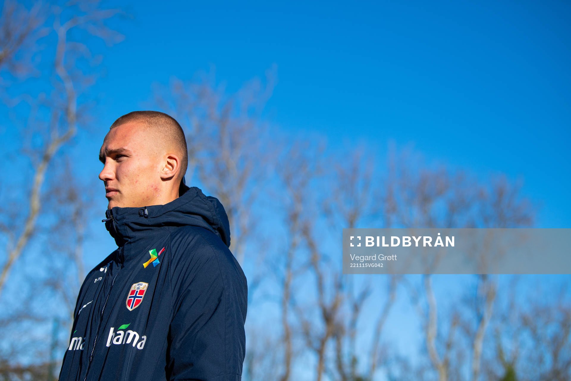 Leo Skiri Østigård of the Norwegian national football team during a press event on November 15, 2022 in Dublin. 