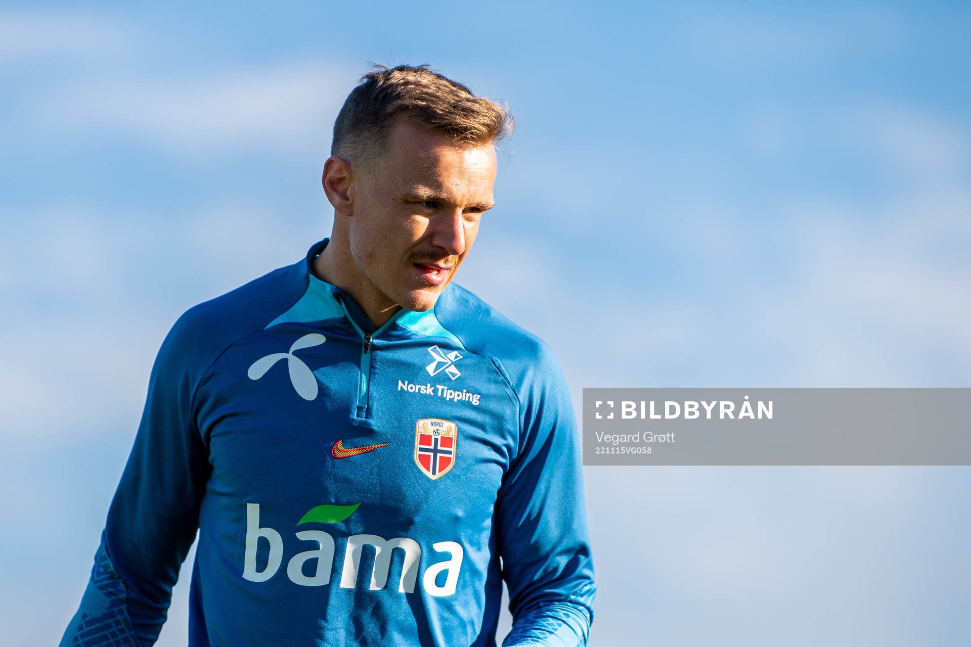 Marius Lode of the Norwegian national football team during a training session on November 15, 2022 in Dublin. 