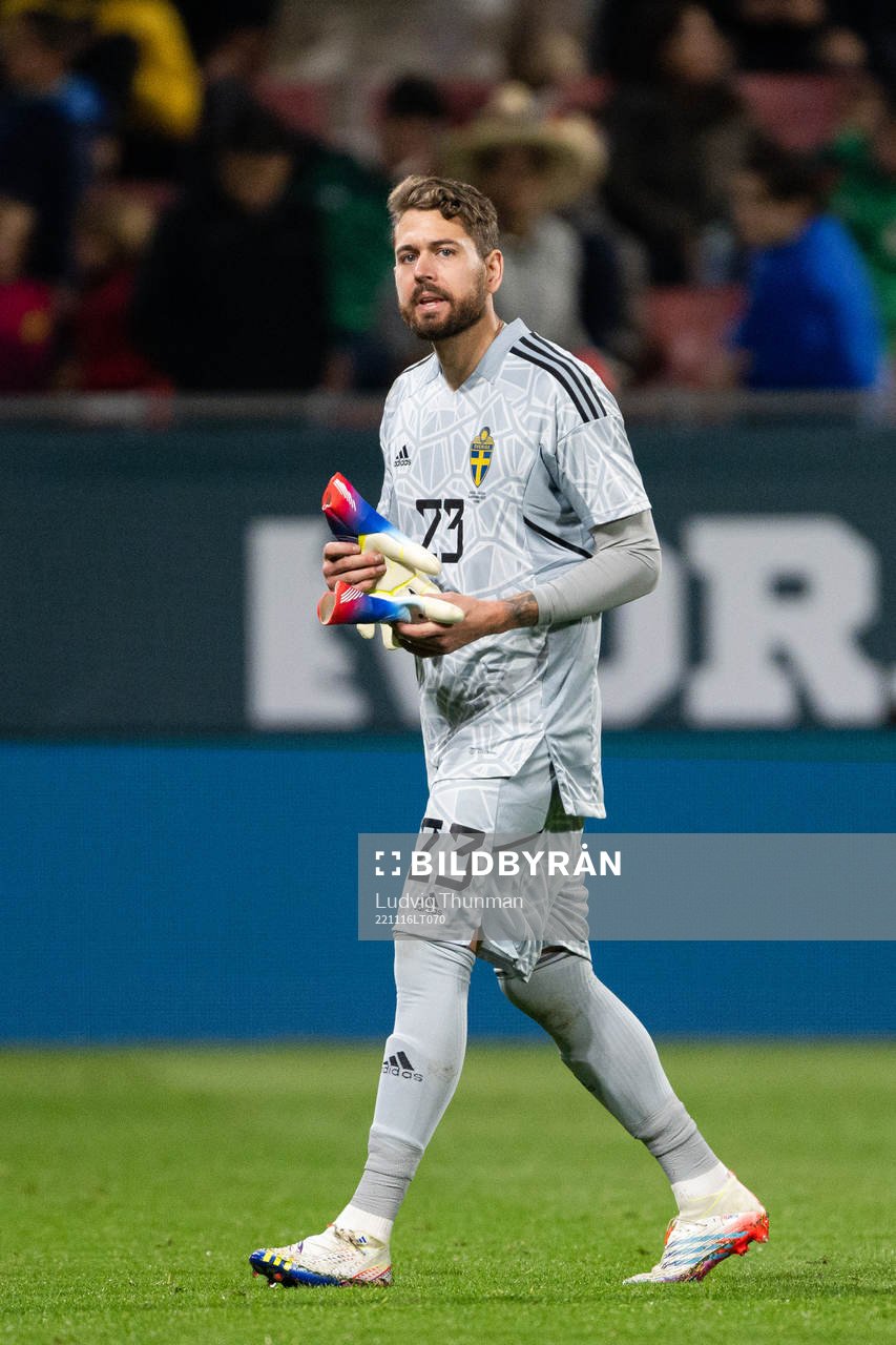 Goalkeeper Kristoffer Nordfeldt of Sweden looks dejected