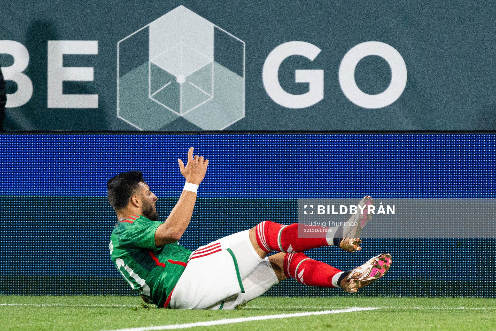 Alexis Vega of Mexico celebrates the 1-1 goal