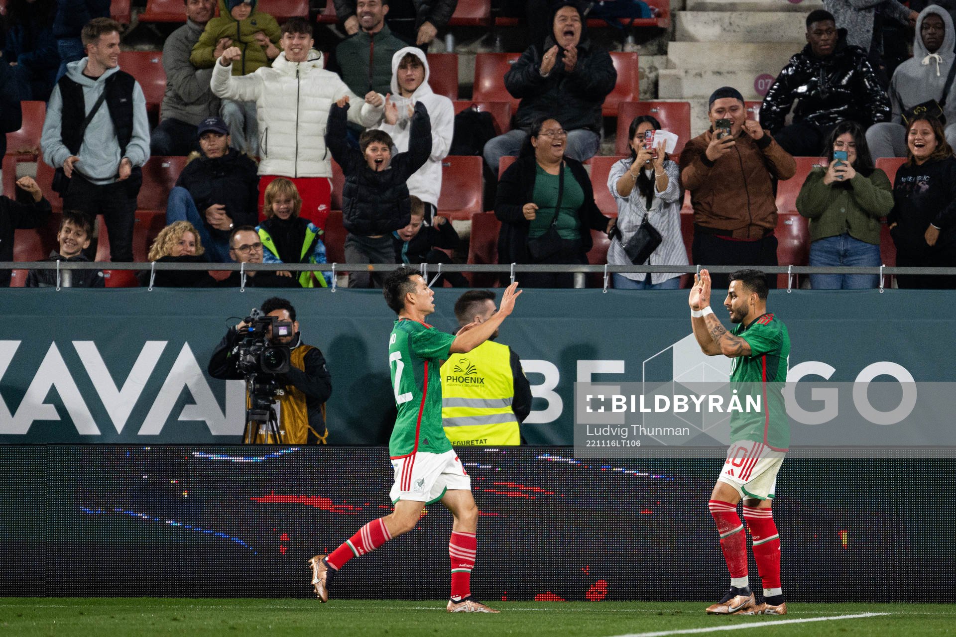 Alexis Vega of Mexico celebrates the 1-1 goal