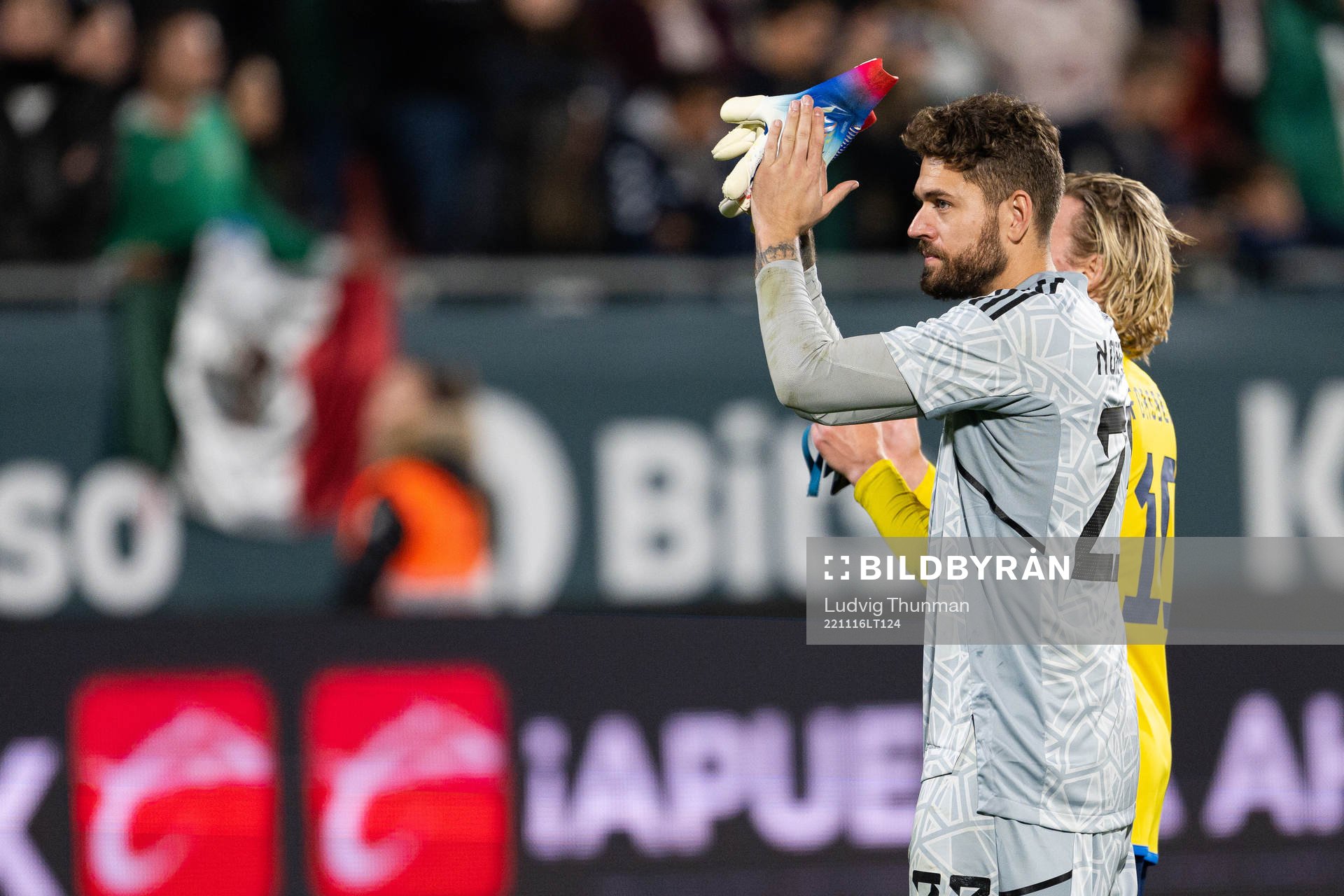 Goalkeeper Kristoffer Nordfeldt of Sweden celebrates