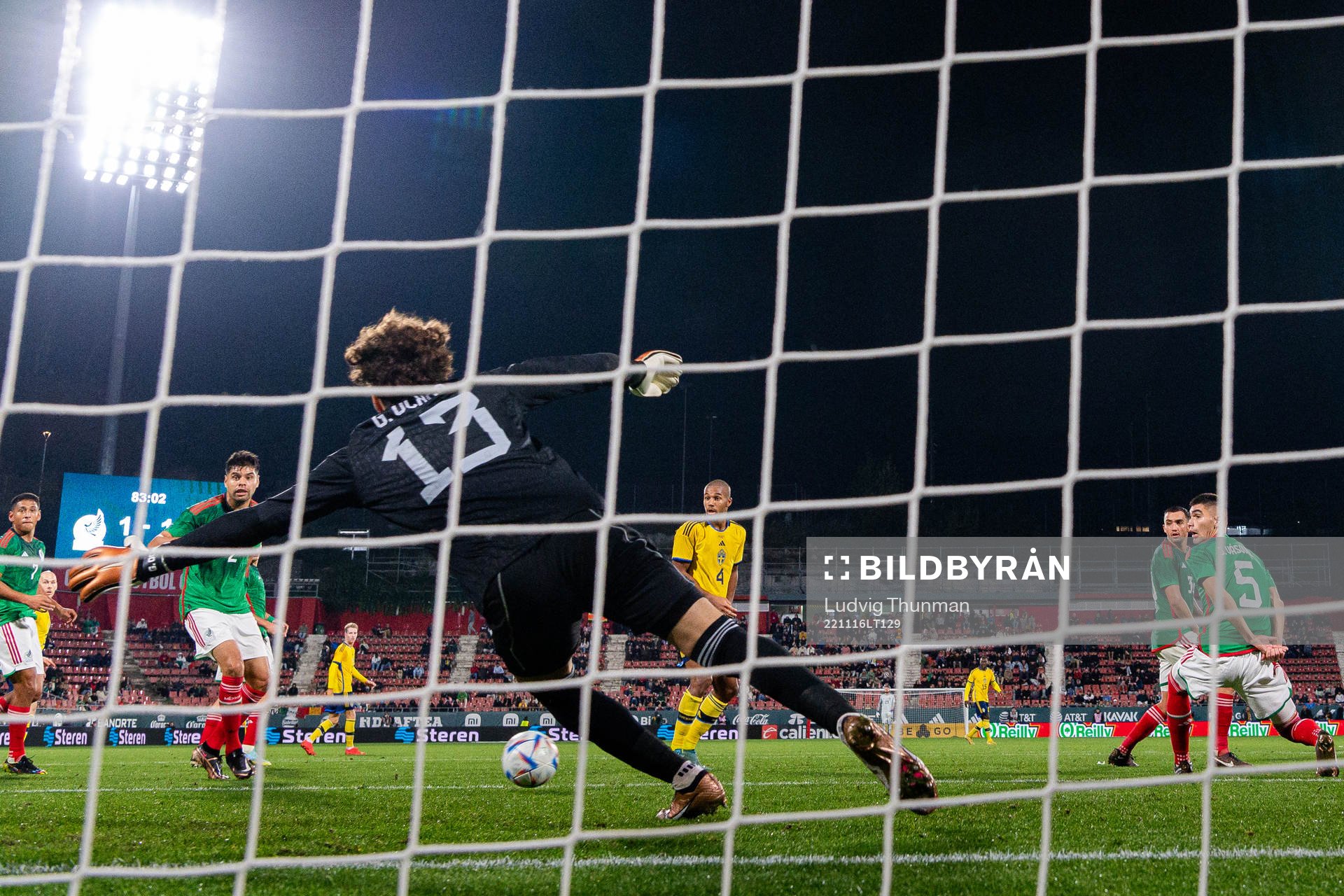 Mattias Svanberg of Sweden , not pictured, scores the 1-2