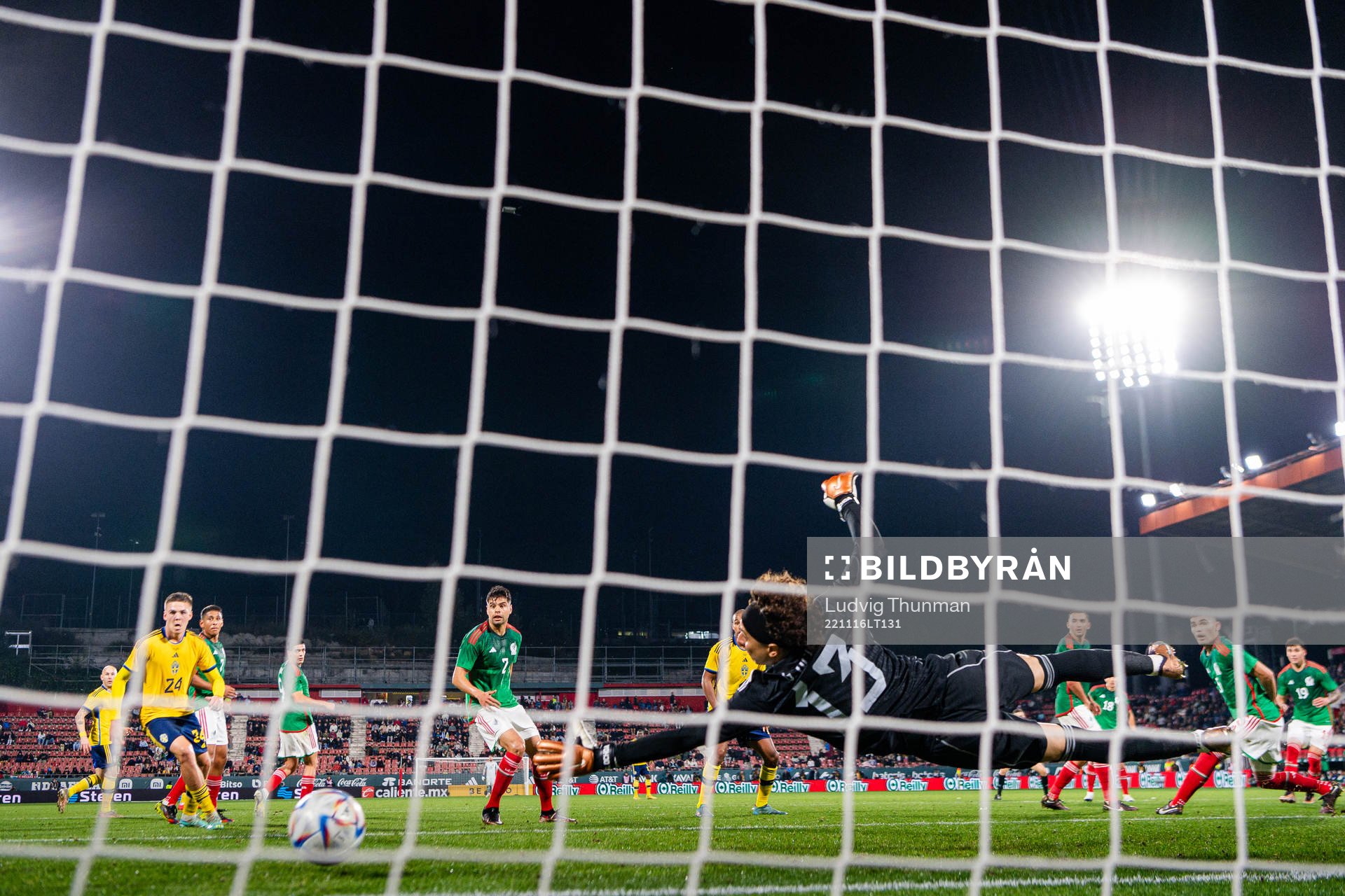 Mattias Svanberg of Sweden scores the 1-2 goal behind