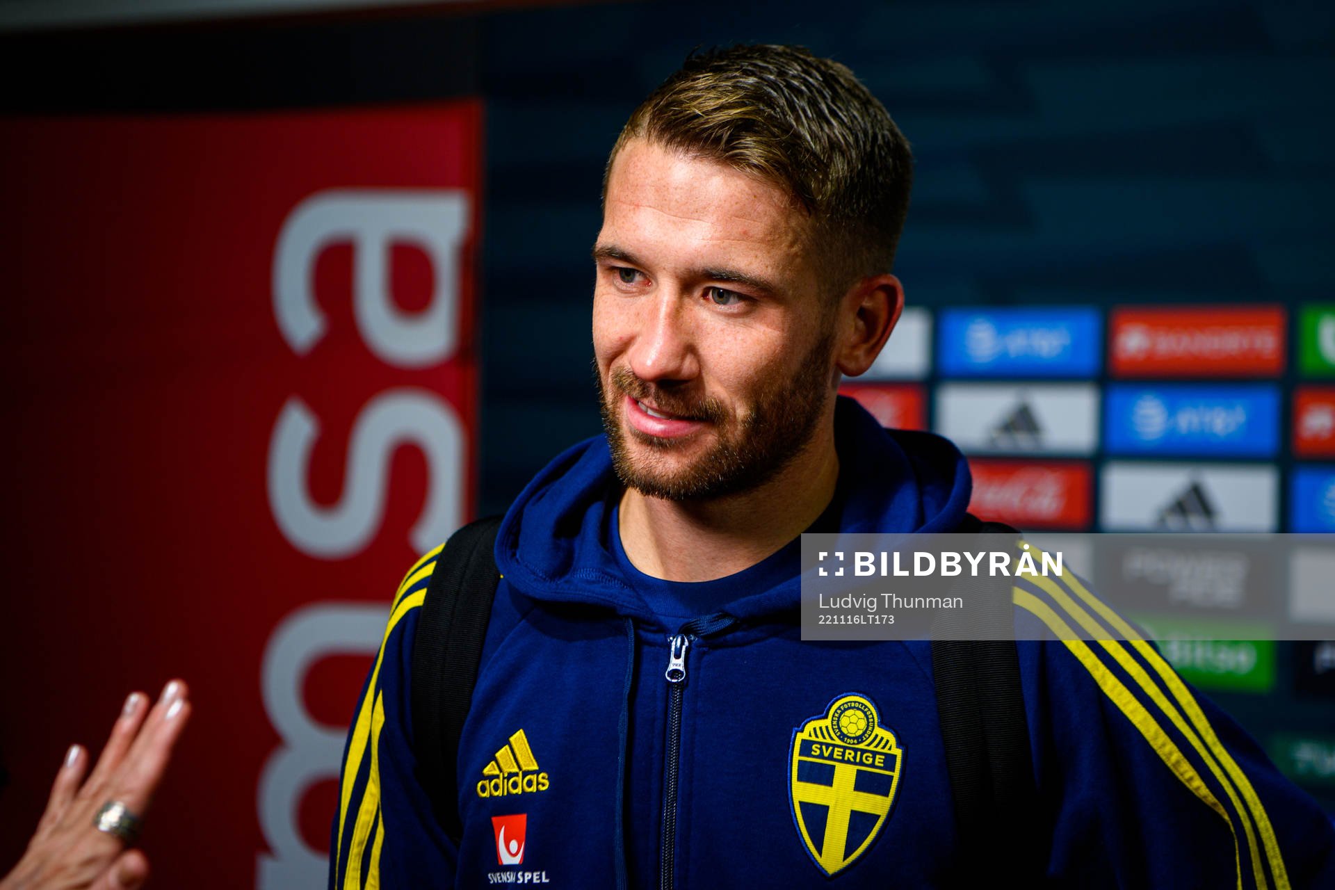 Marcus Rohdén of Sweden is interviewed by the media