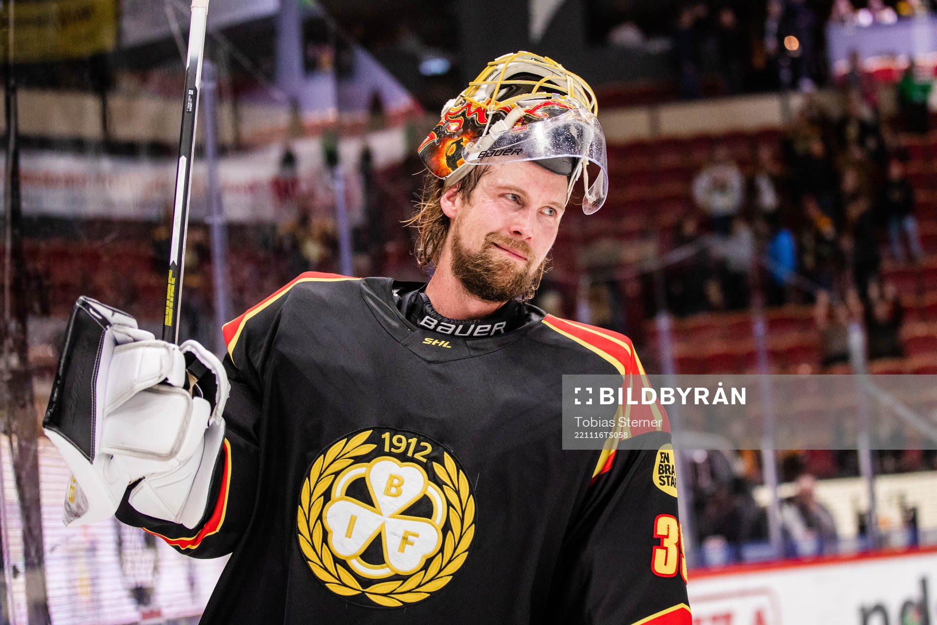 Brynäs målvakt Anders Lindbäck jublar
