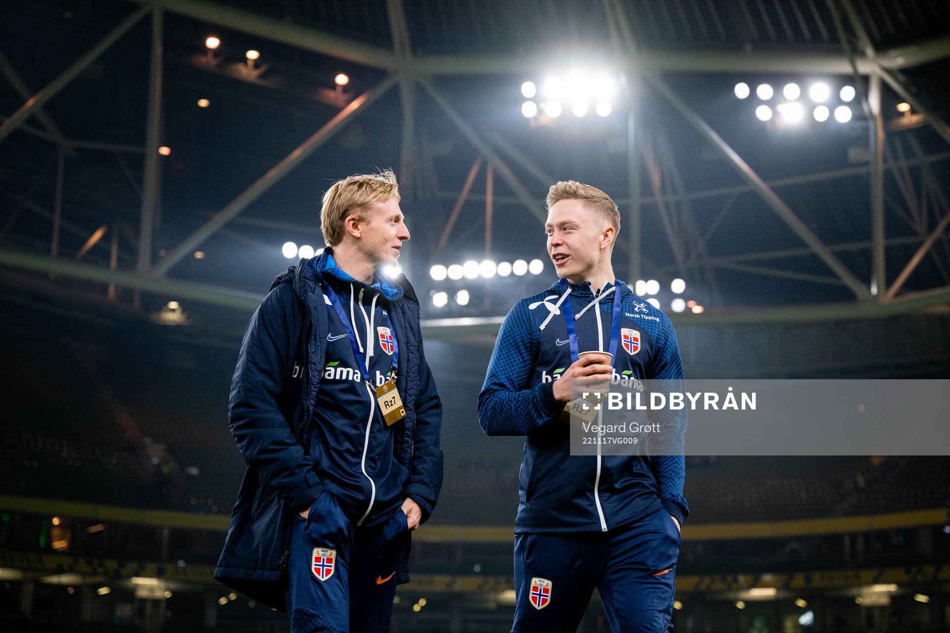 Mats Møller Dæhli and Ola Brynhildsen of Norway ahead of the international friendly football match between Republic of Ireland and Norway on November 17, 2022 in Dublin.