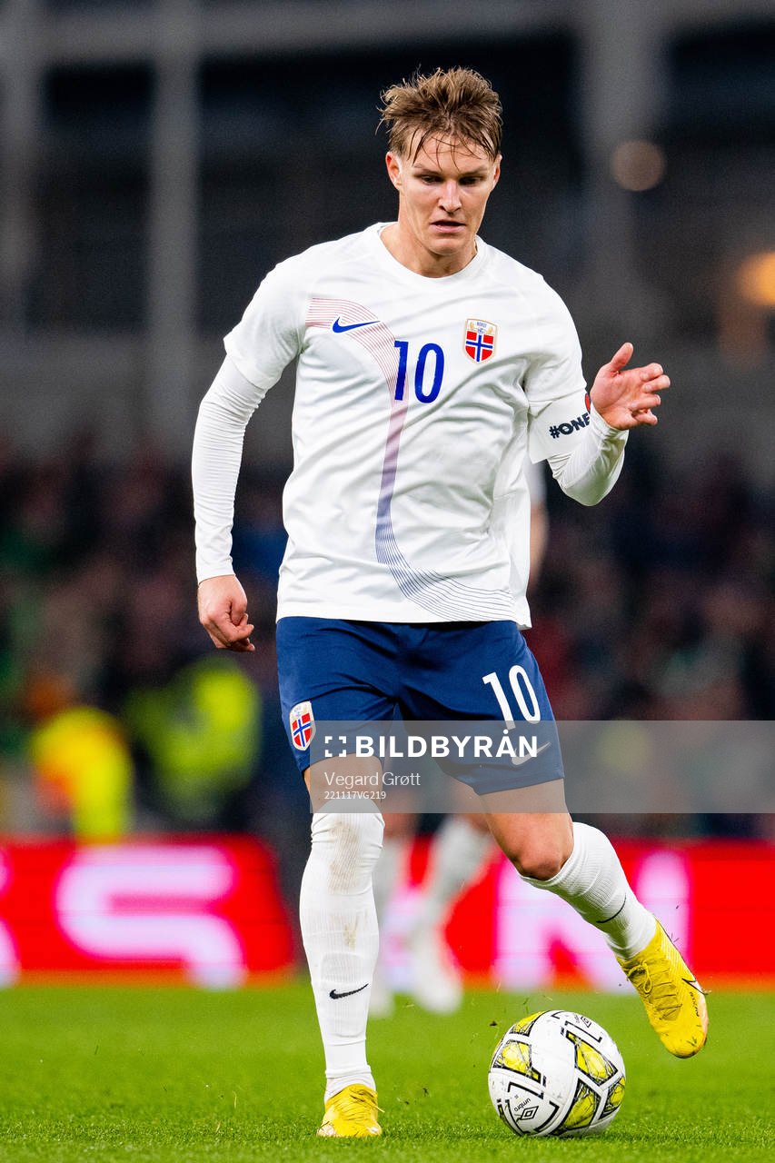 Martin Ødegaard of Norway during the international friendly football match between Republic of Ireland and Norway on November 17, 2022 in Dublin.