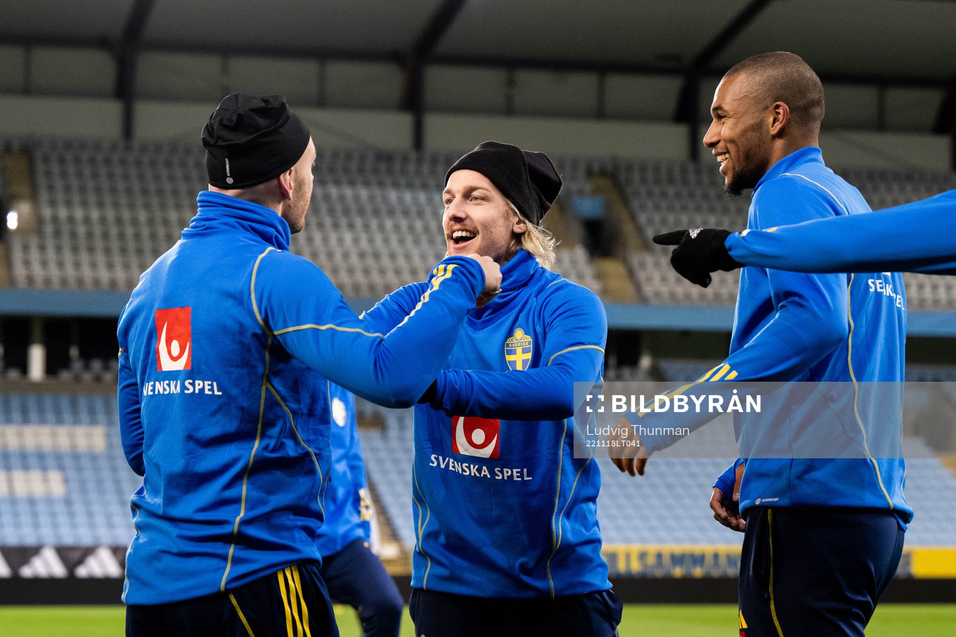 Magnus Eriksson, Emil Forsberg and Isak Hien of the Swedish
