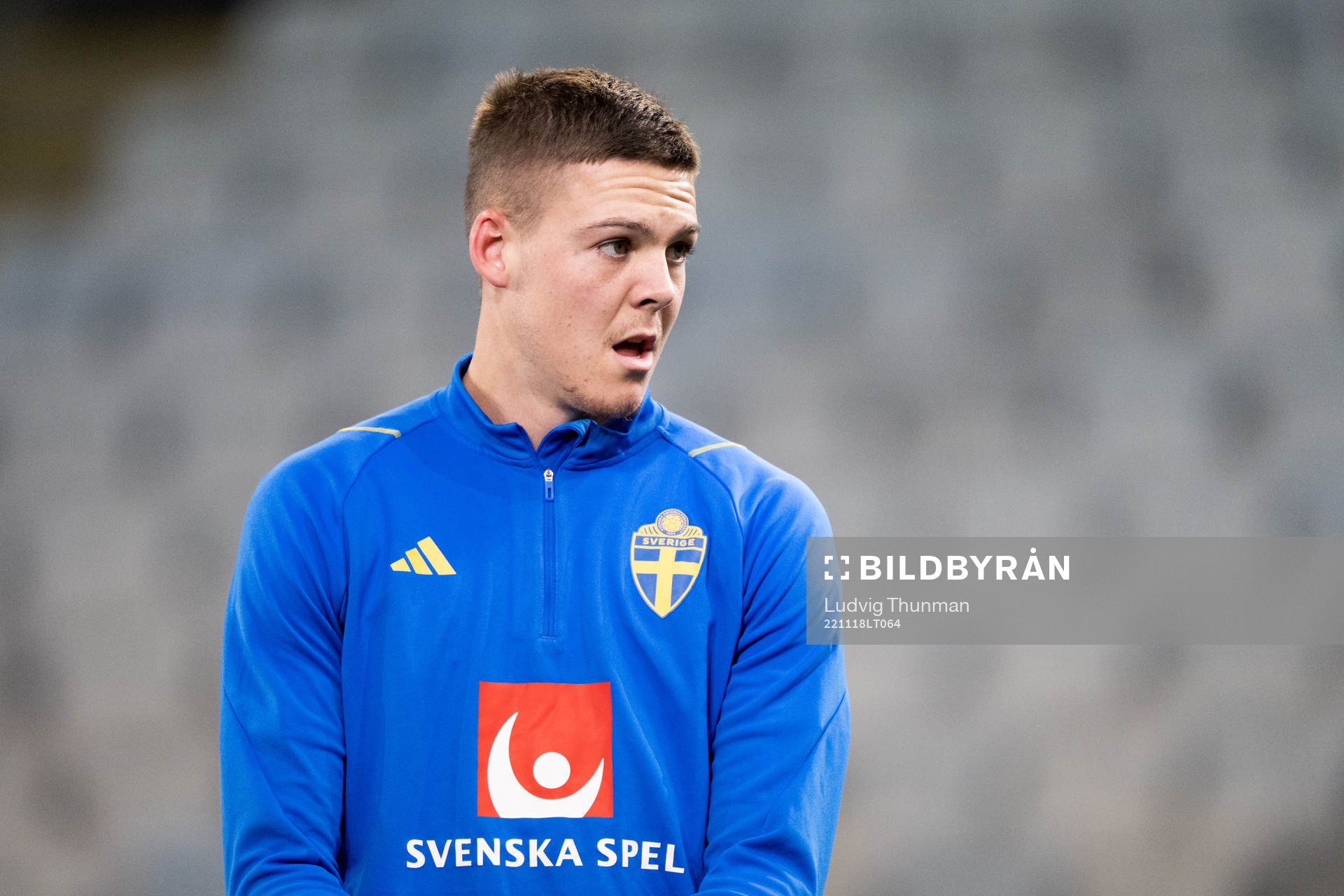 Emil Holm of the Swedish national football team during a training session on November 18, 2022 in Malmö. 